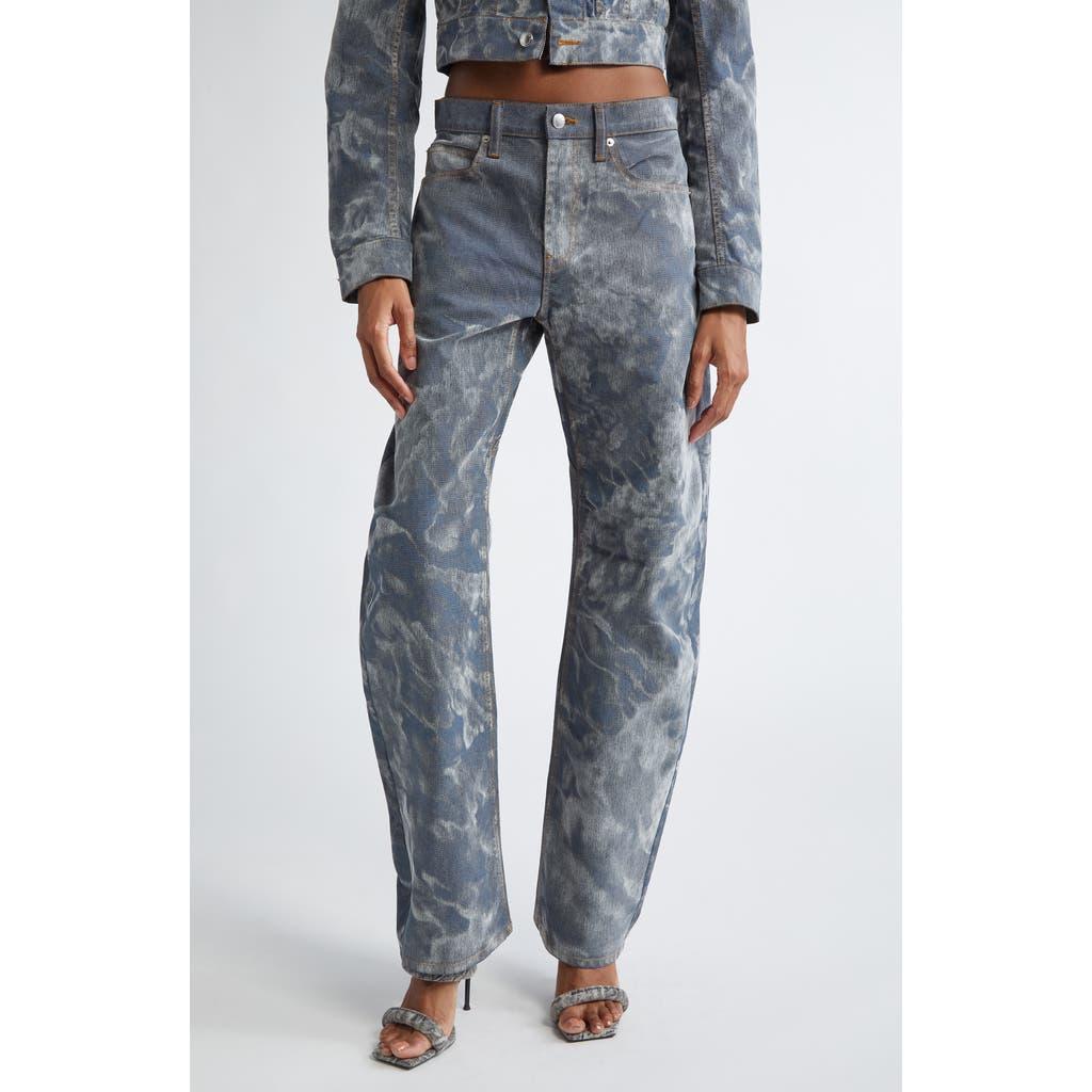 Alexander Wang Flocked Cloud Print Low Rise Balloon Jeans in