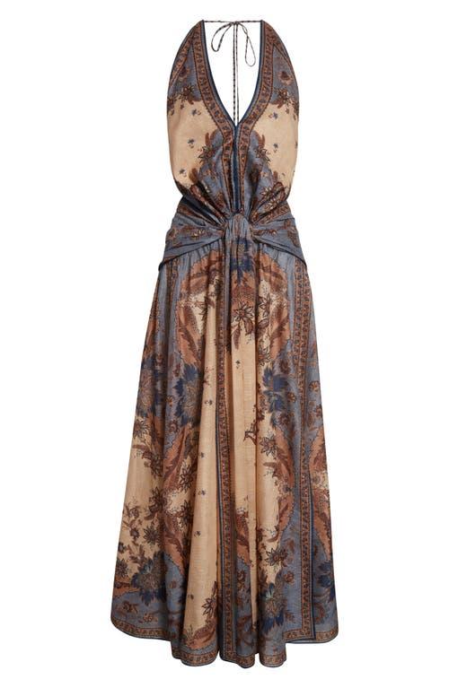 Zimmermann Ascension Paisley Floral Halter Neck Maxi Dress in Brown | Lyst