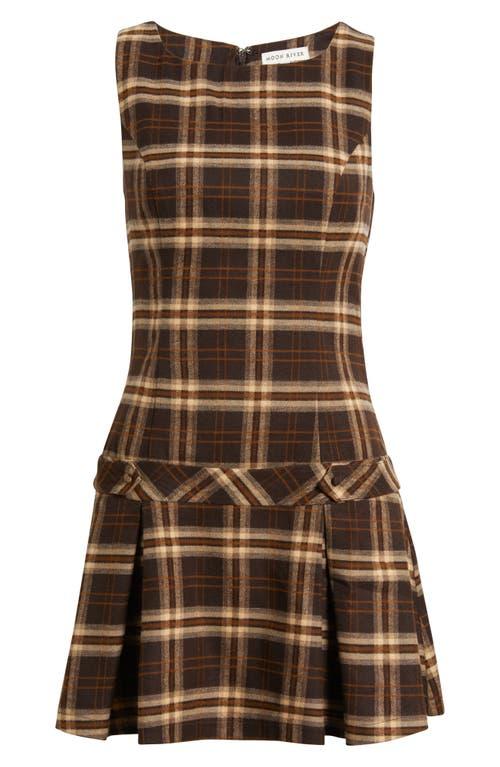 beach dresses for wedding Brown Plaid Sleeveless Midi Dress main image 1