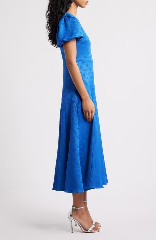Sister Jane Oriel Geo Floral Satin Jacquard Dress in Blue | Lyst