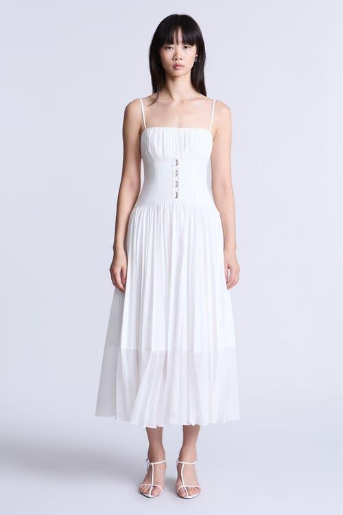 bcbg pleated midi dress BCBGMAXAZRIA Eyelet Pleated Midi Dress Womens Size 0 Black Cream Cotton  Cocktail