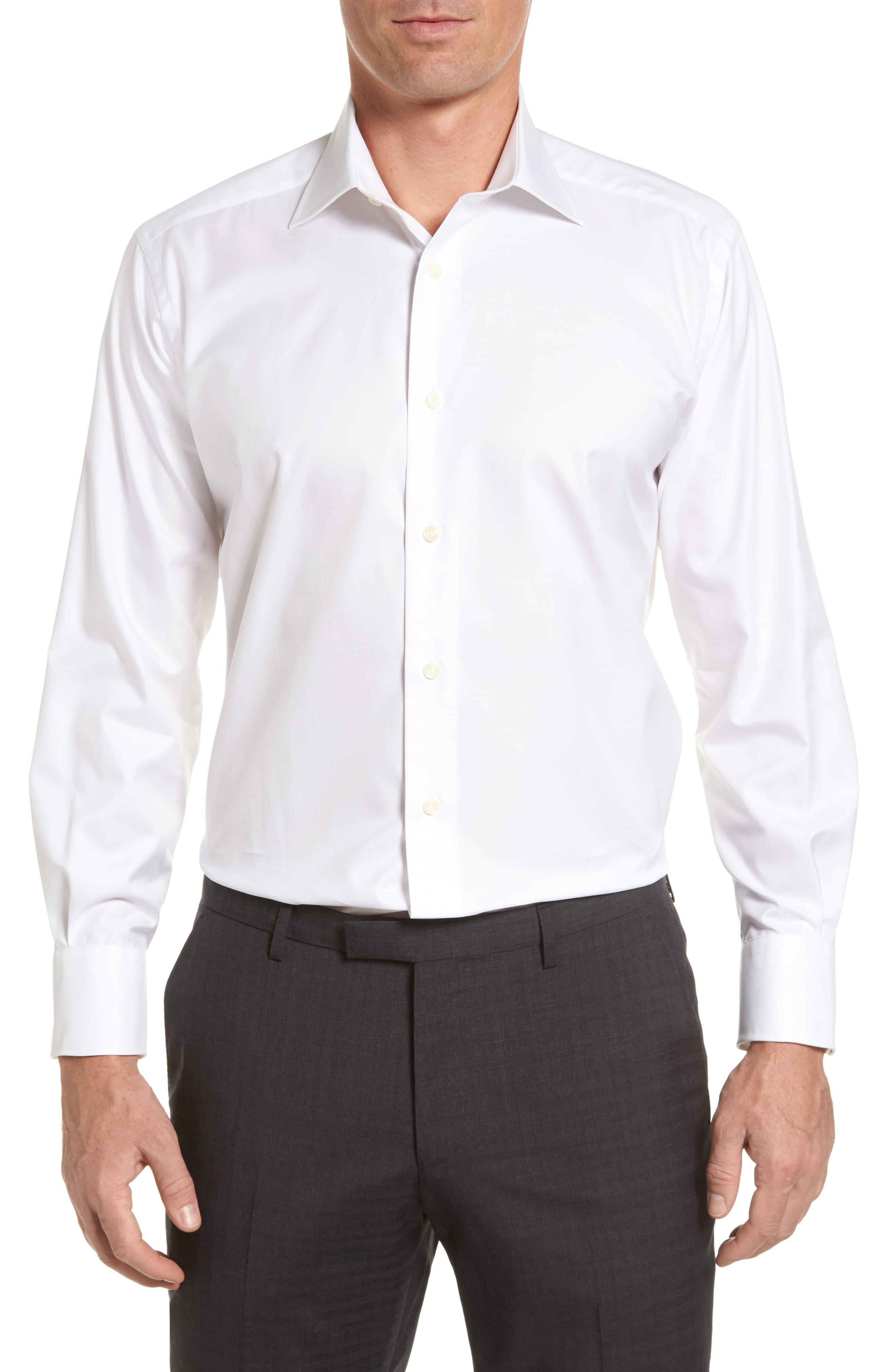 David Donahue Regular Fit Solid Dress Shirt in White for Men - Save 7% ...