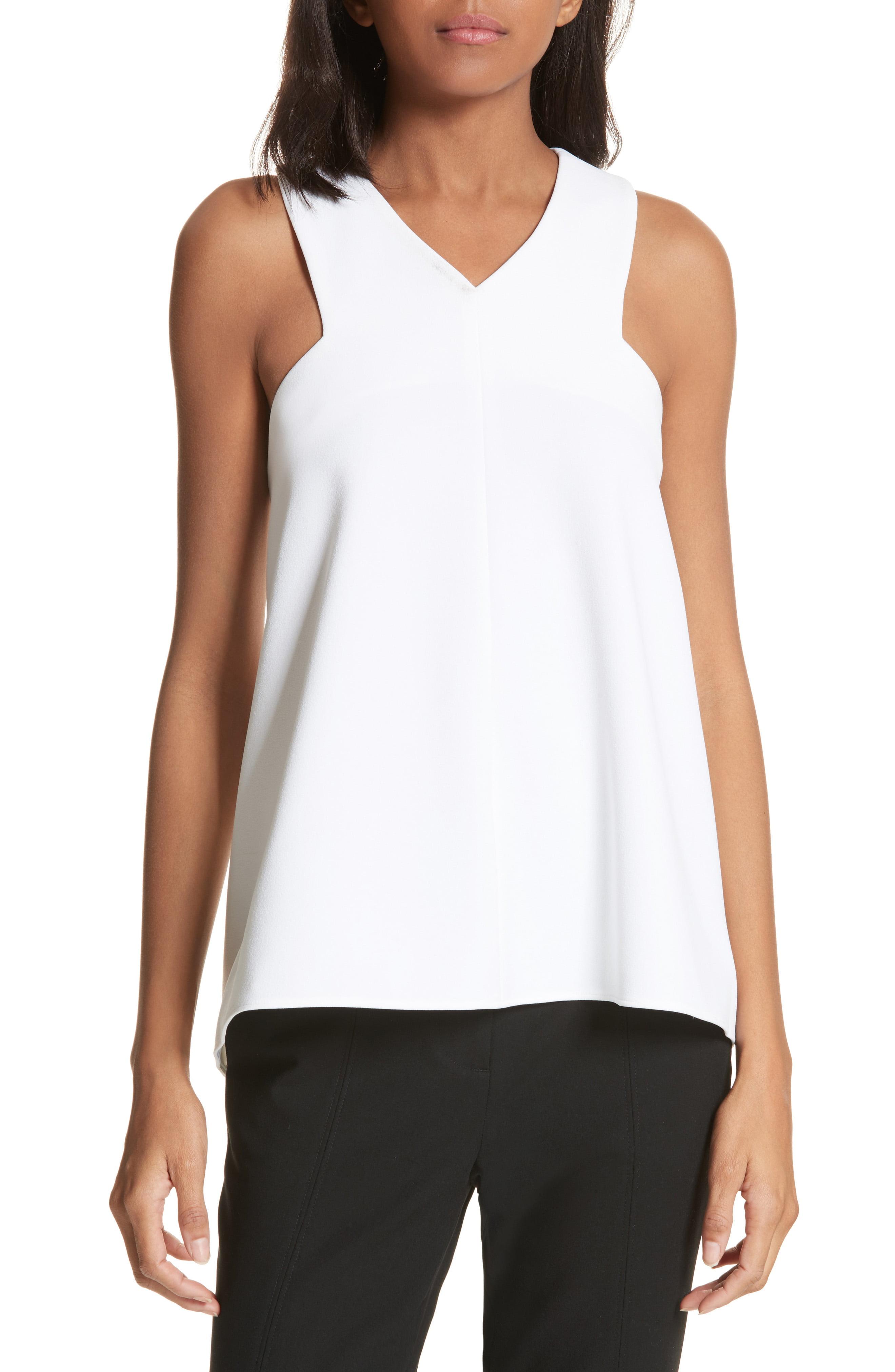 tibi structured crepe sleeveless blouse