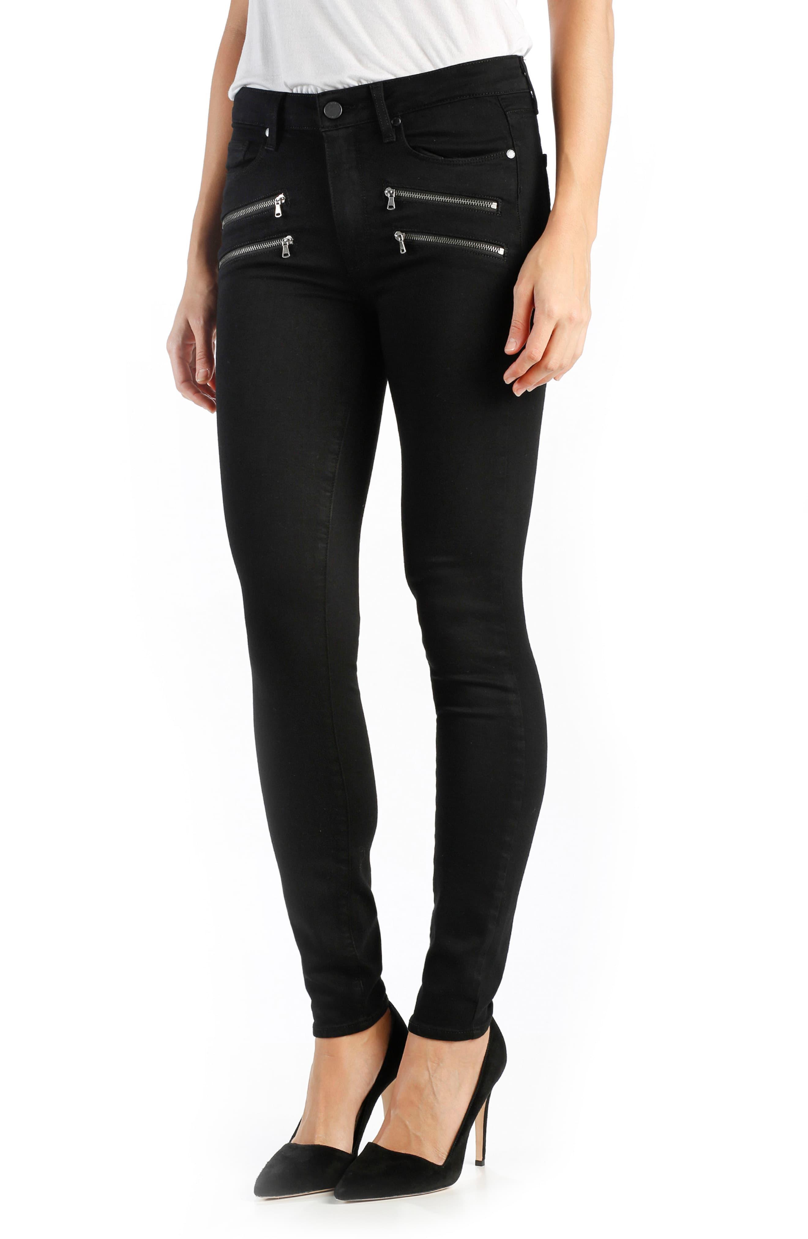 PAIGE Denim Transcend - Edgemont High Rise Ultra Skinny Jeans in Black ...