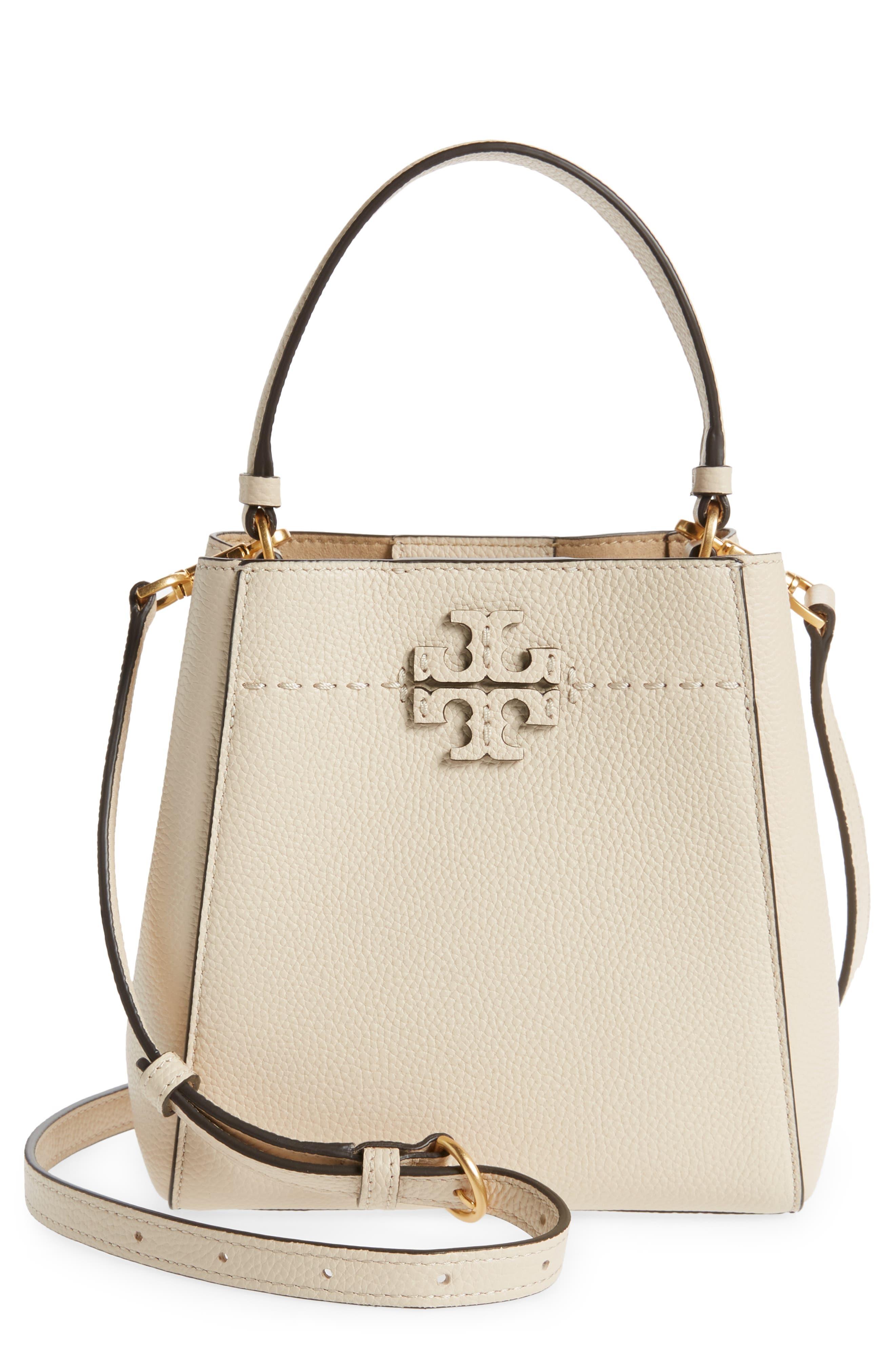 Tory Burch Mcgraw Small Leather Bucket Bag in Natural | Lyst