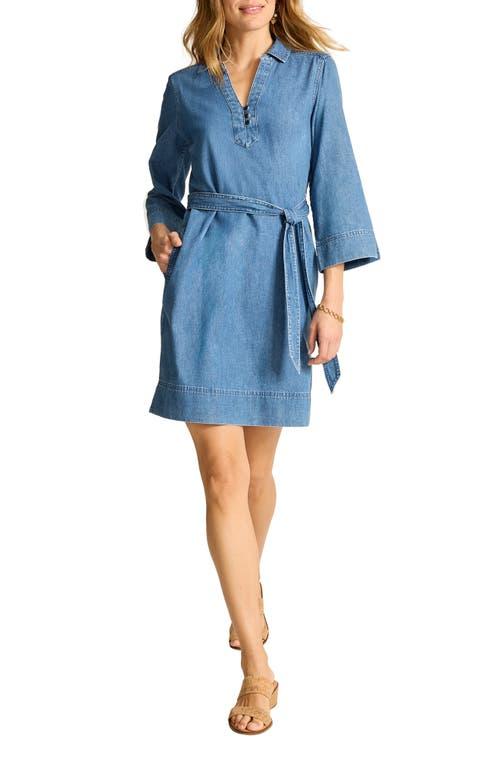 white christmas dresses Enzyme Washed Denim Rolled Sleeve Shirtdress – Tibi Official main image 1