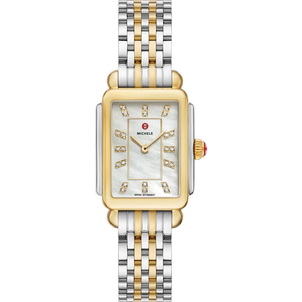 Michele Deco Courbe Diamond 18K Plate Bracelet Watch, 26Mm X