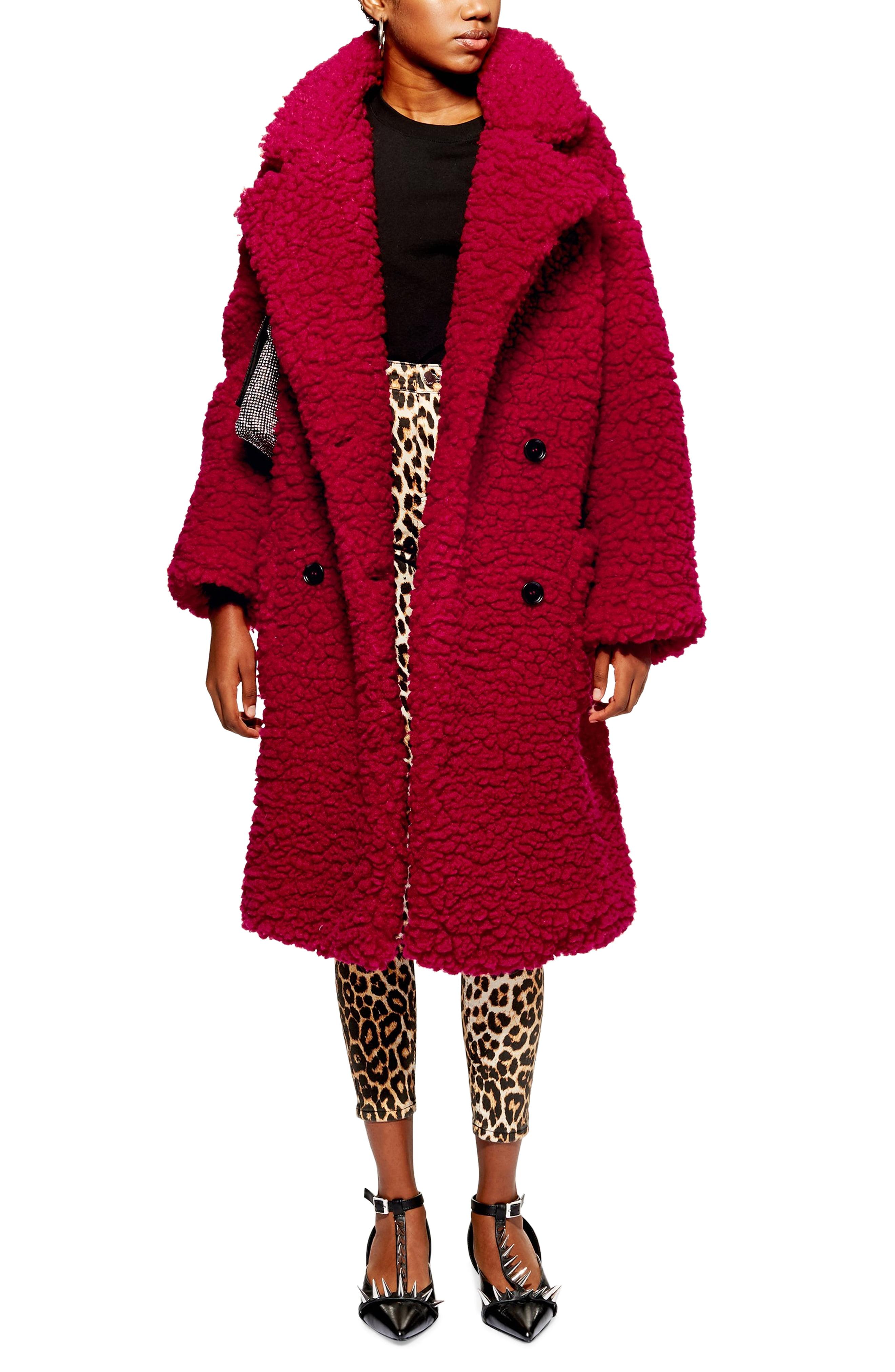topshop maxi tailored coat in red
