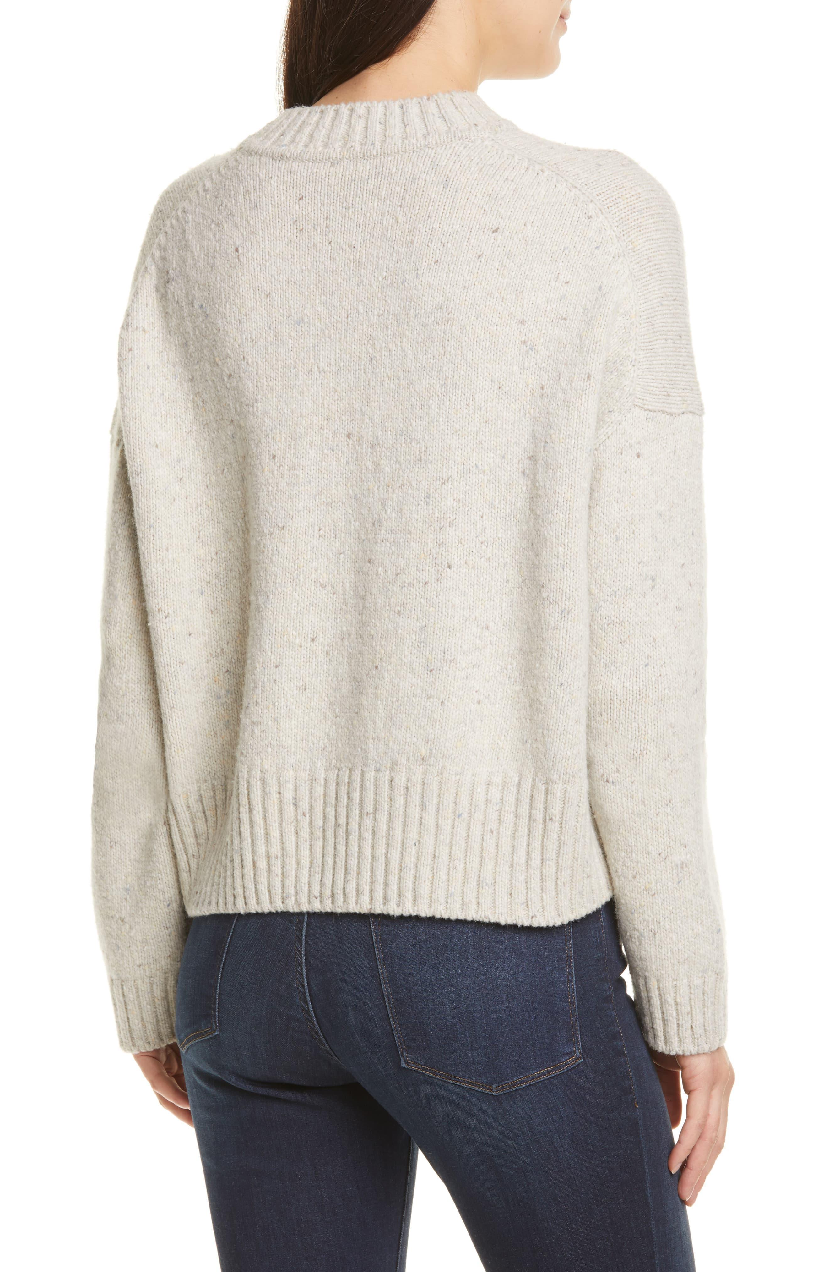 Vince Boxy High Neck Nep Merino Wool Blend Sweater Lyst