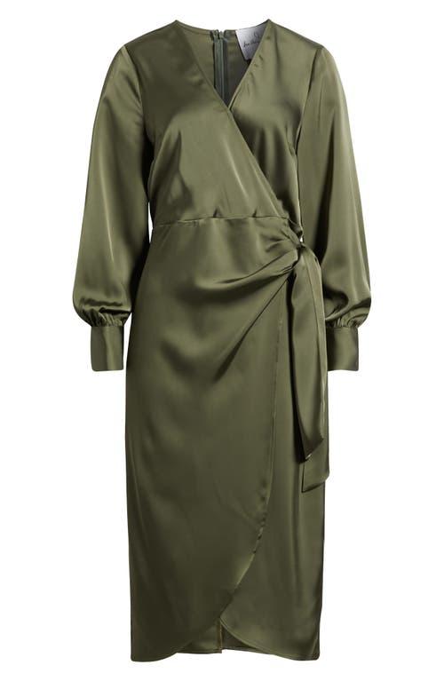 neon green sheer dress Zimmermann Silk Wrap Mini Dress Khaki Olive Green Suede Silk – Naked Pear main image 1