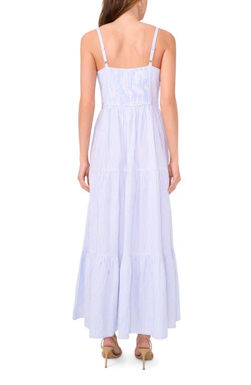 Cece Stripe Twist Front Linen Blend Maxi Dress in Purple | Lyst