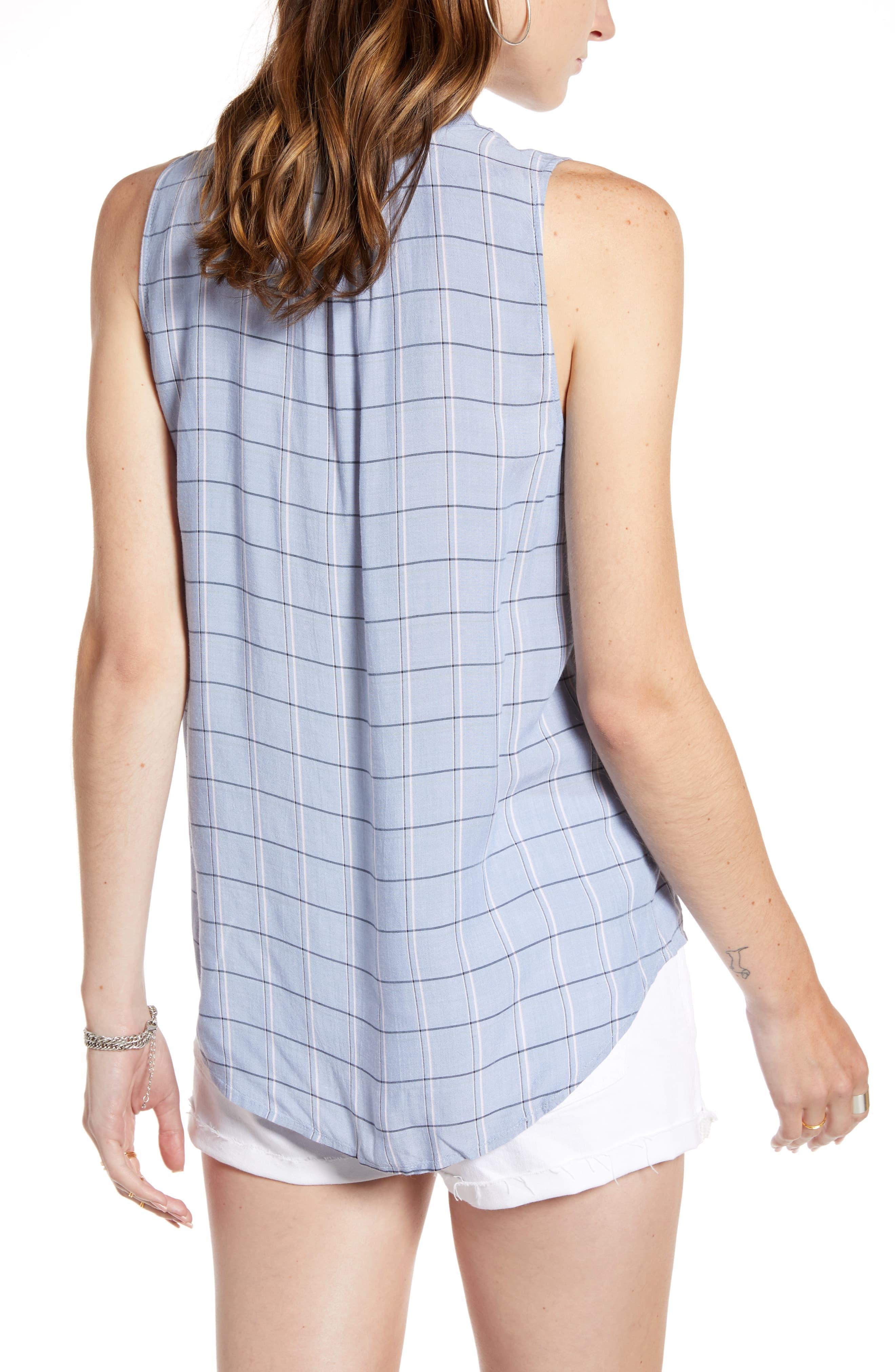 Treasure & Bond Button-up Sleeveless Blouse in Blue - Lyst