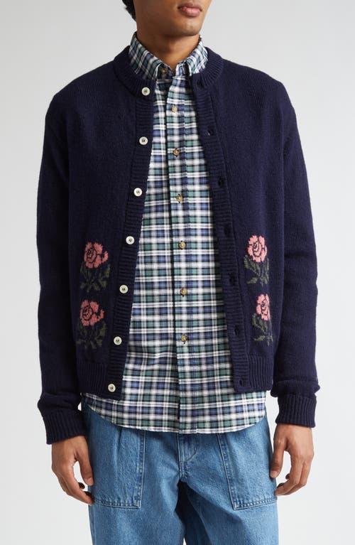 Noah Floral Shetland Wool Cardigan in Blue for Men | Lyst
