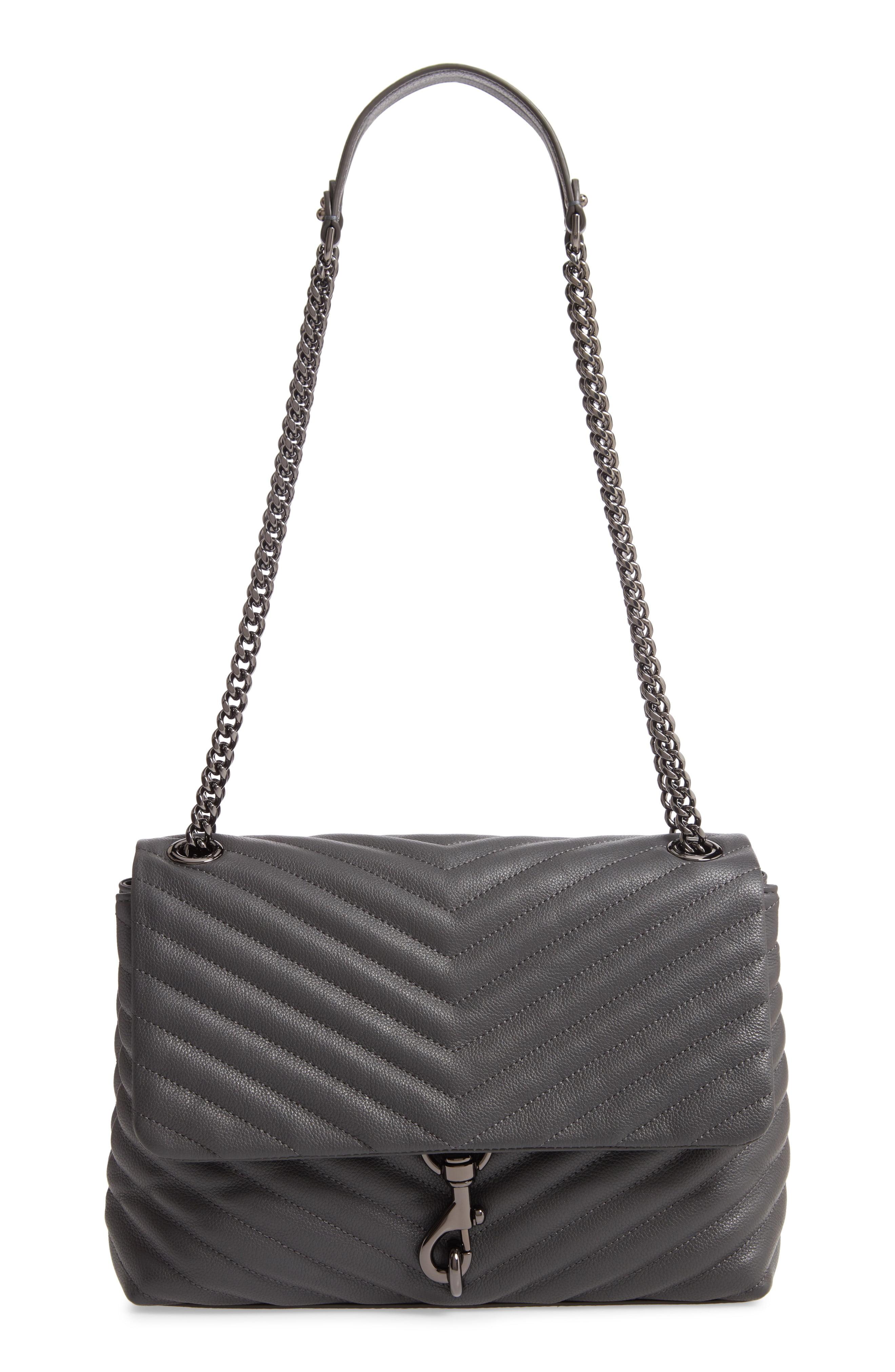 rebecca minkoff edie flap shoulder bag with woven chain