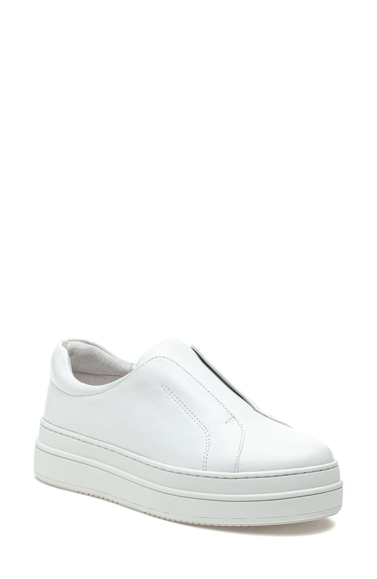 white laceless platform sneakers