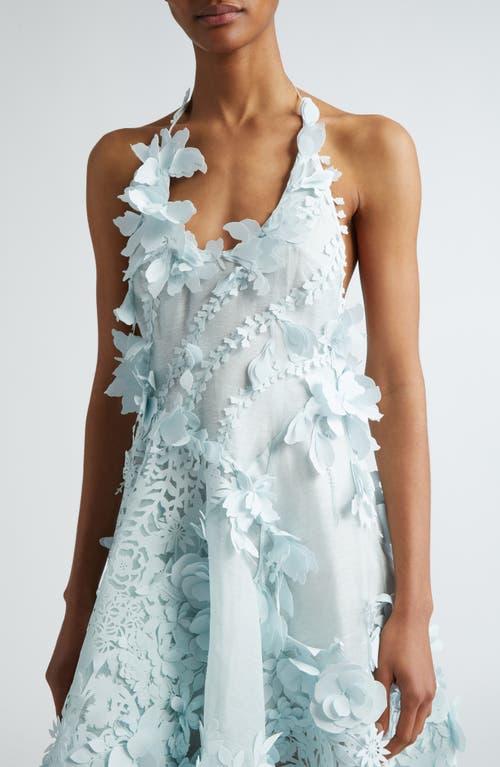 Zimmermann Natura Laser Cut Linen & Silk Halter Dress in Blue | Lyst