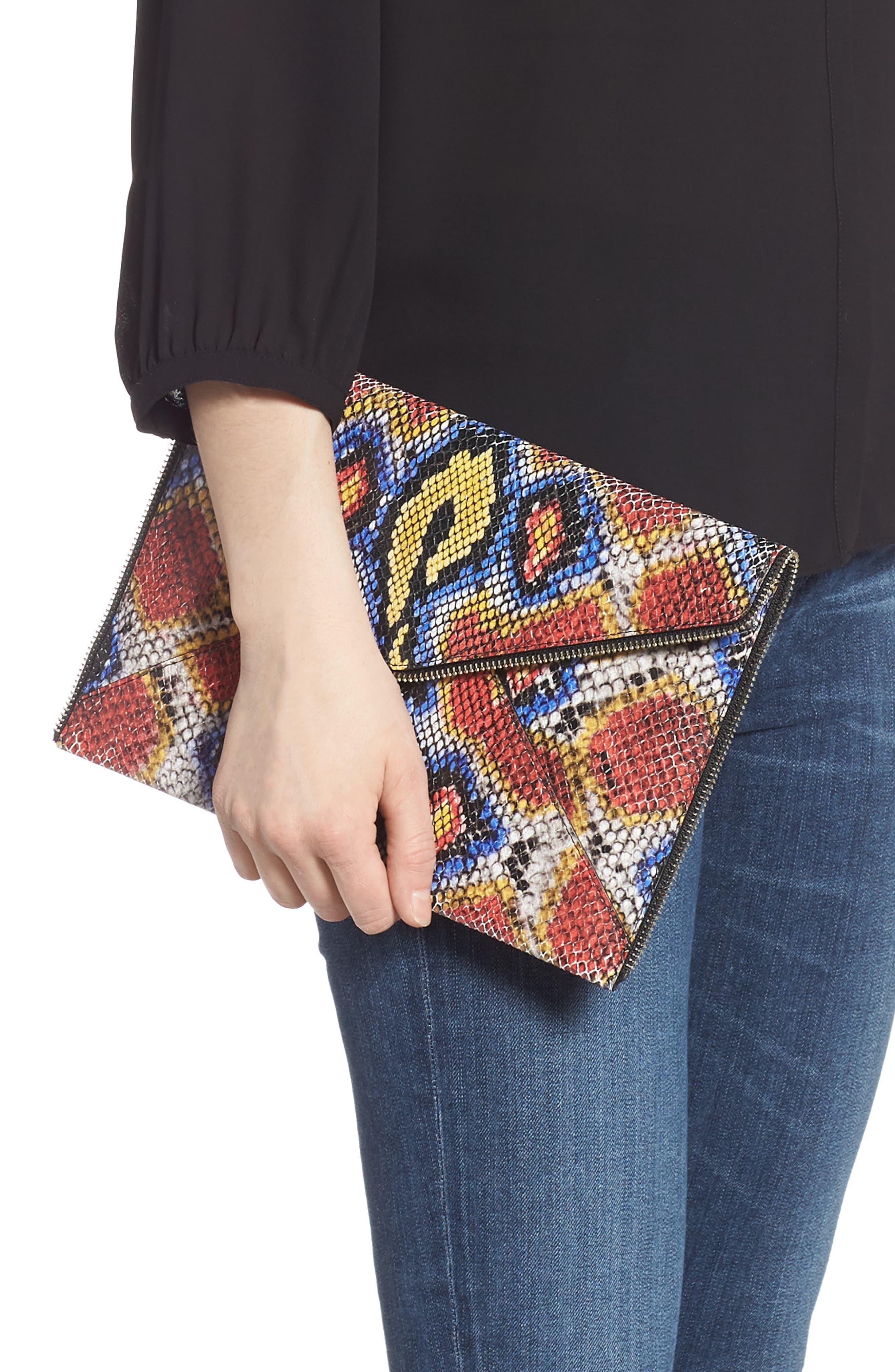 Rebecca Minkoff Leather Leo Envelope Clutch in Blue - Lyst