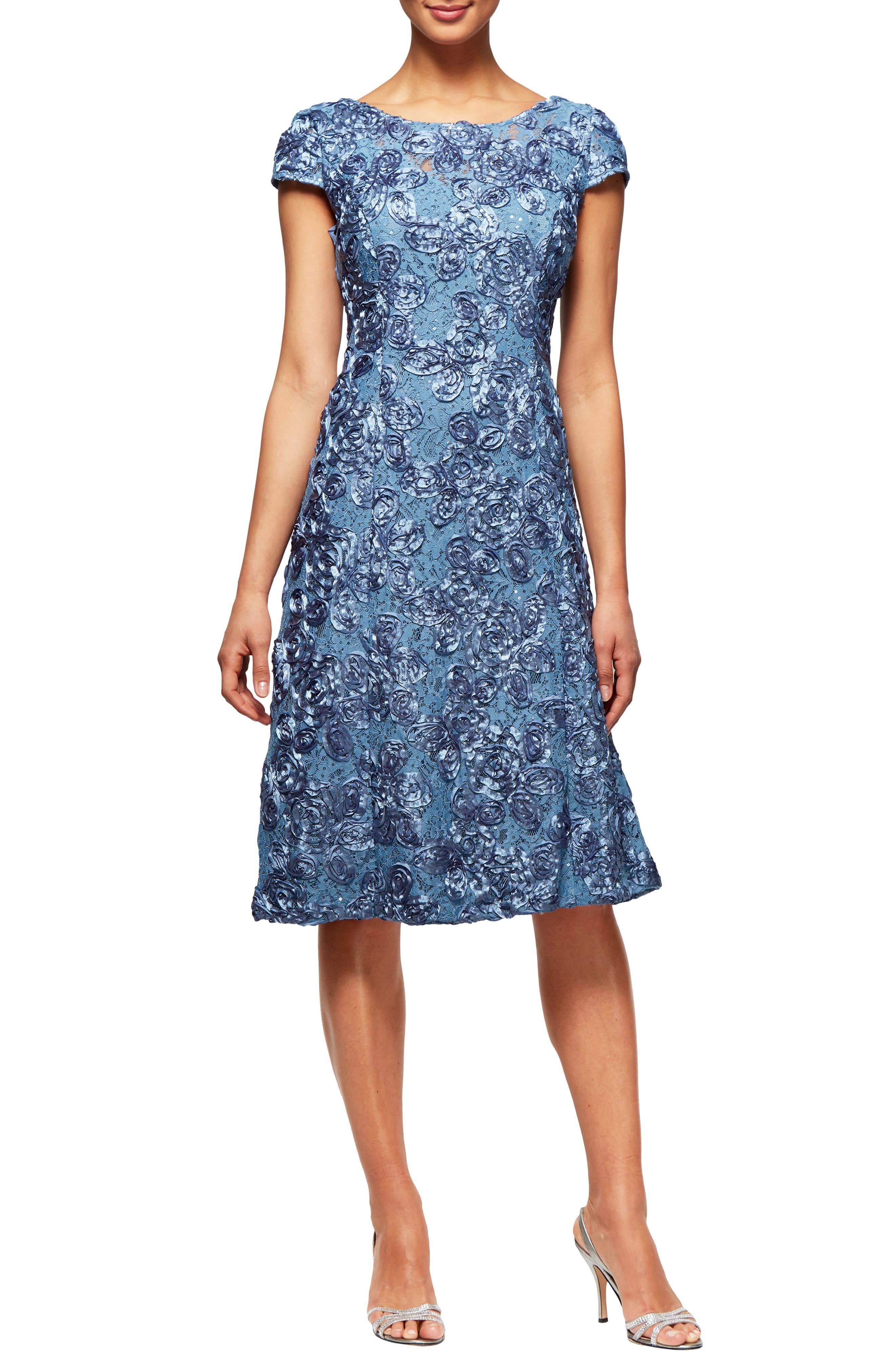 alex evenings rosette gown with sequin