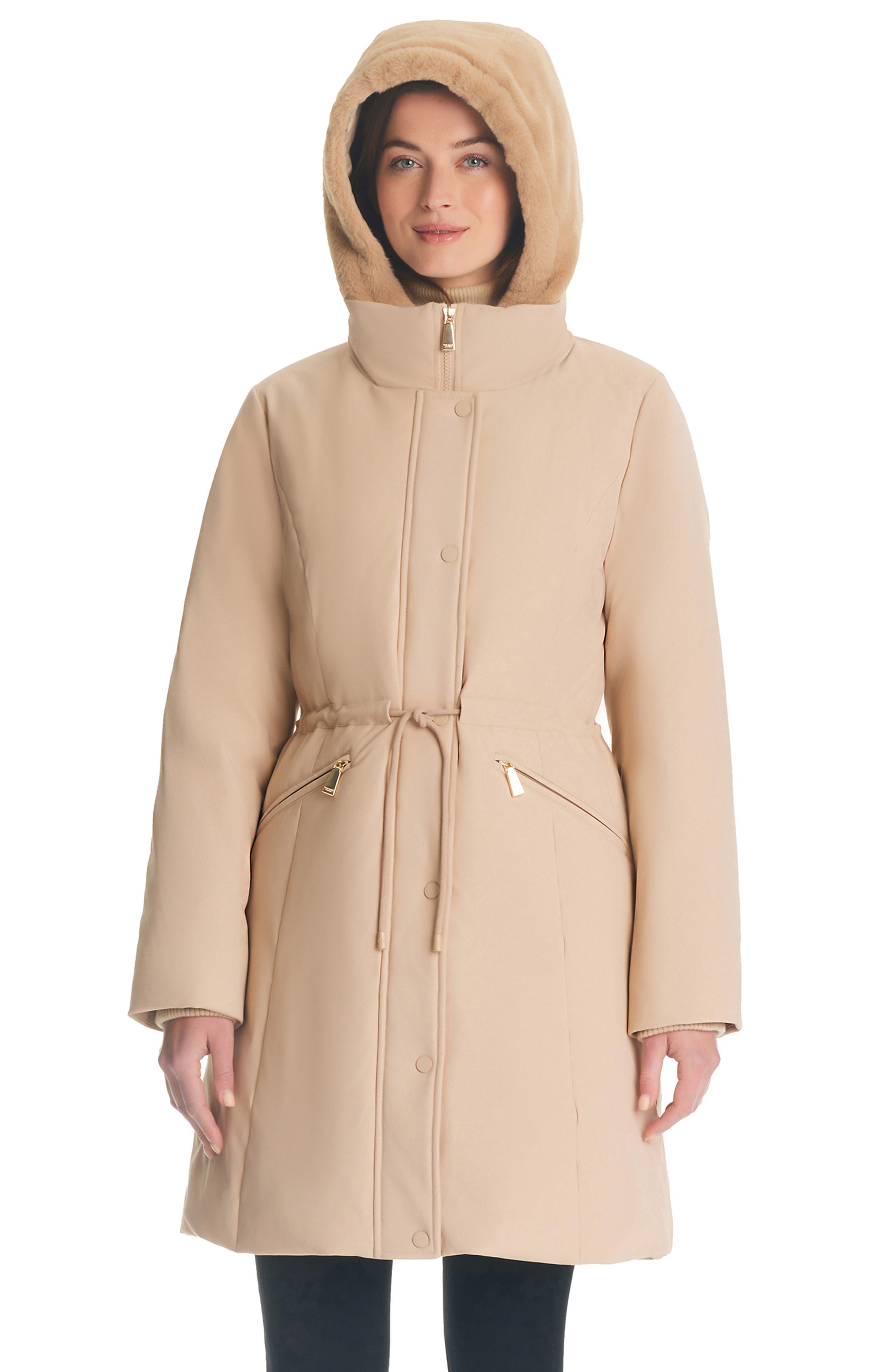 Kate Spade Down Parka With Faux Fur Hood in Natural Lyst