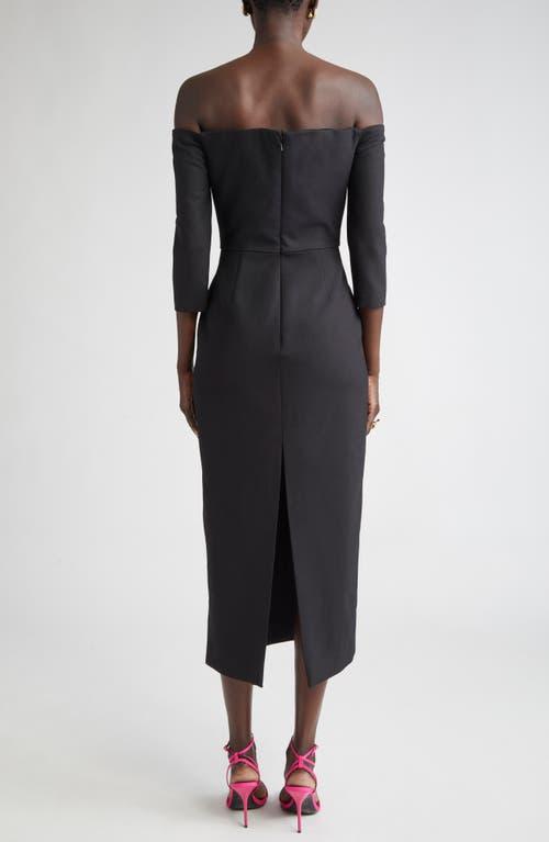 Oscar de la Renta Mosaic Rose Embroidered Off The Shoulder Midi