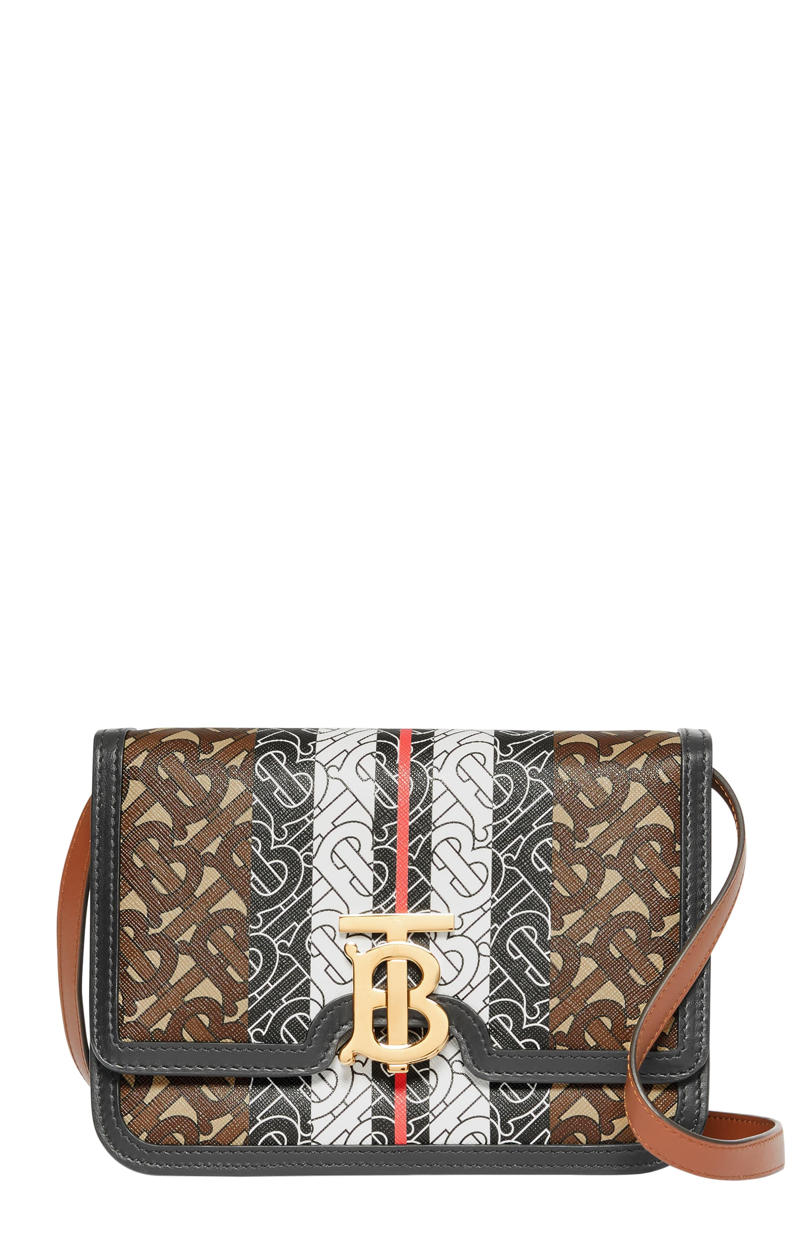 monogram colorblock stripe shopper tote bag