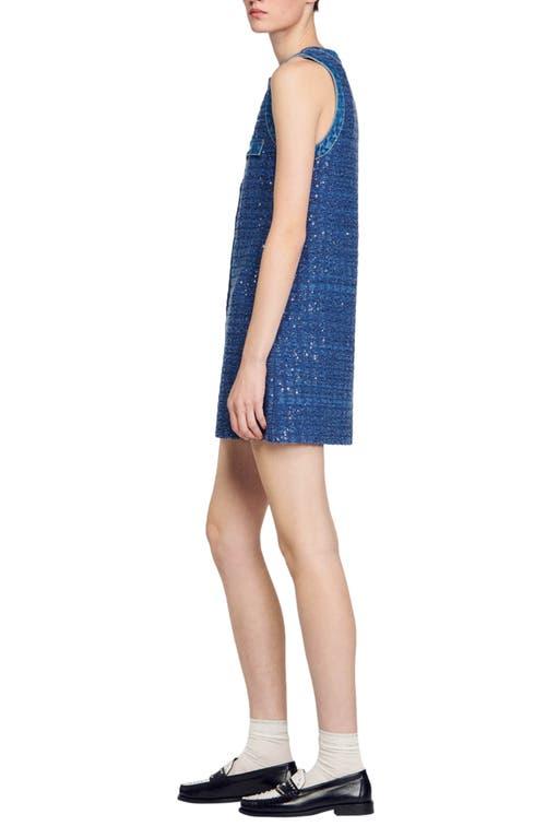 Sandro Palmare Sequin Tweed Shift Minidress in Blue | Lyst