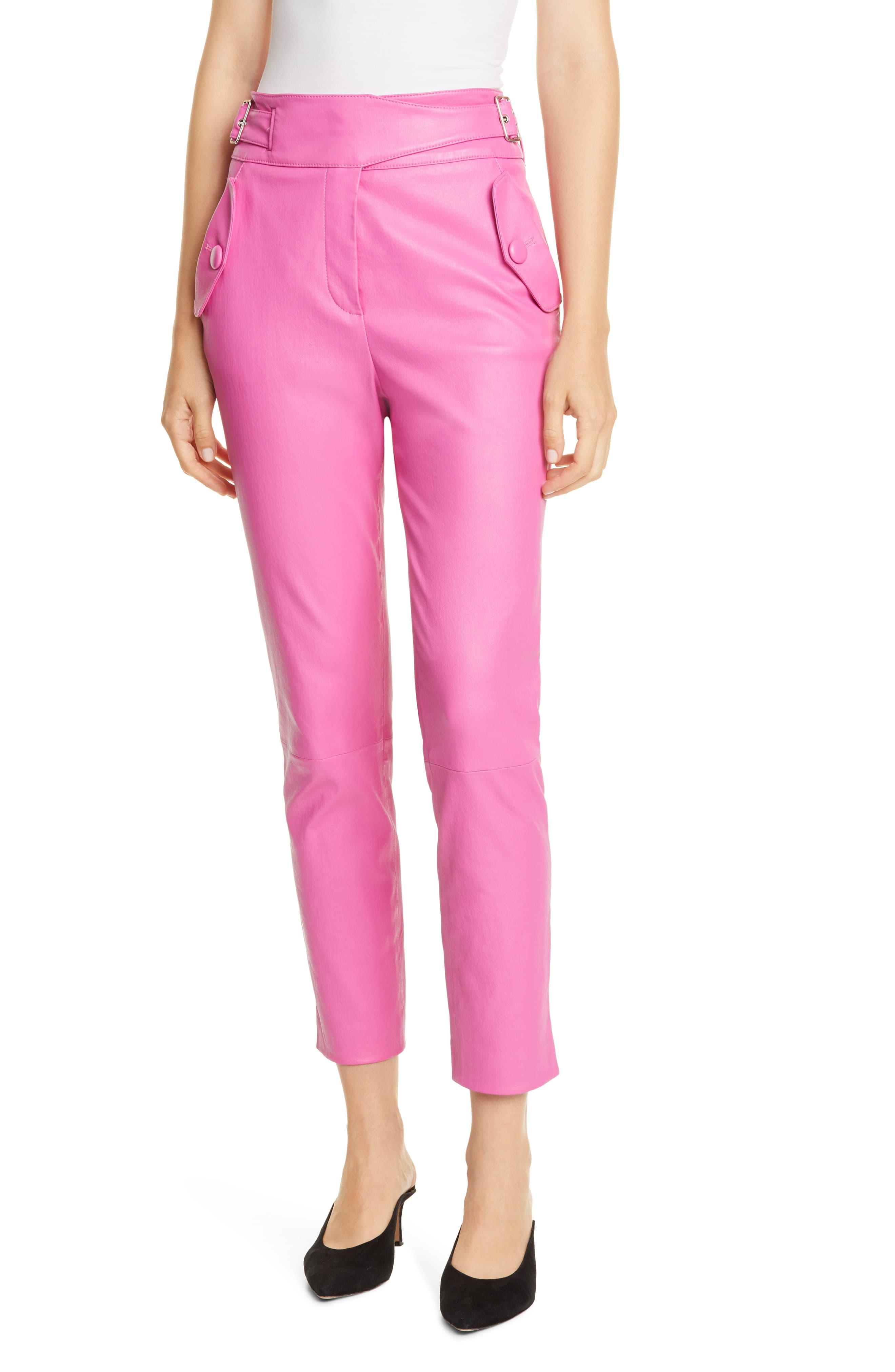 leather pink pants