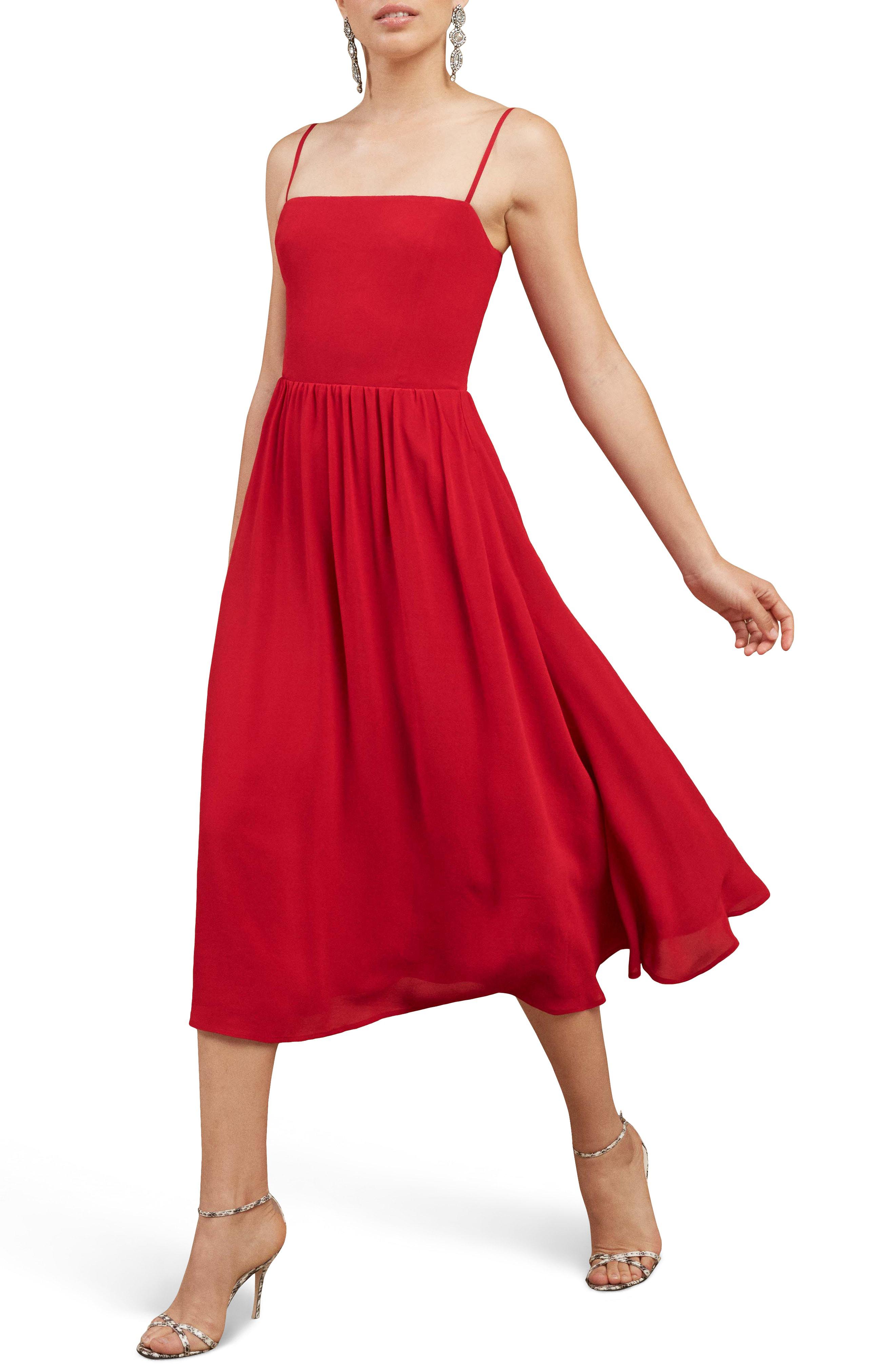 reformation rosehip fit & flare dress