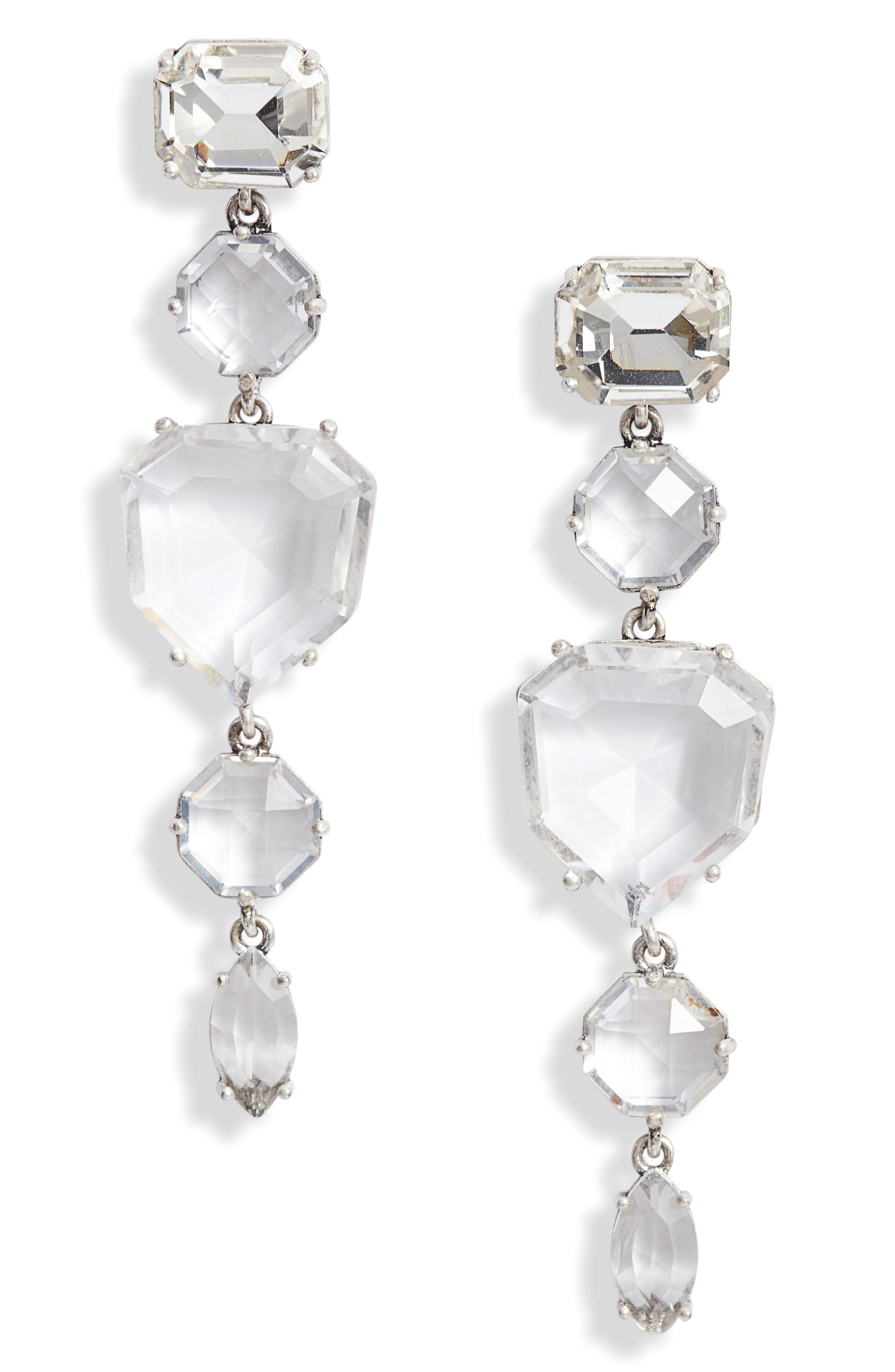 Lyst Kate Spade Crystal Linear Drop Earrings in Metallic