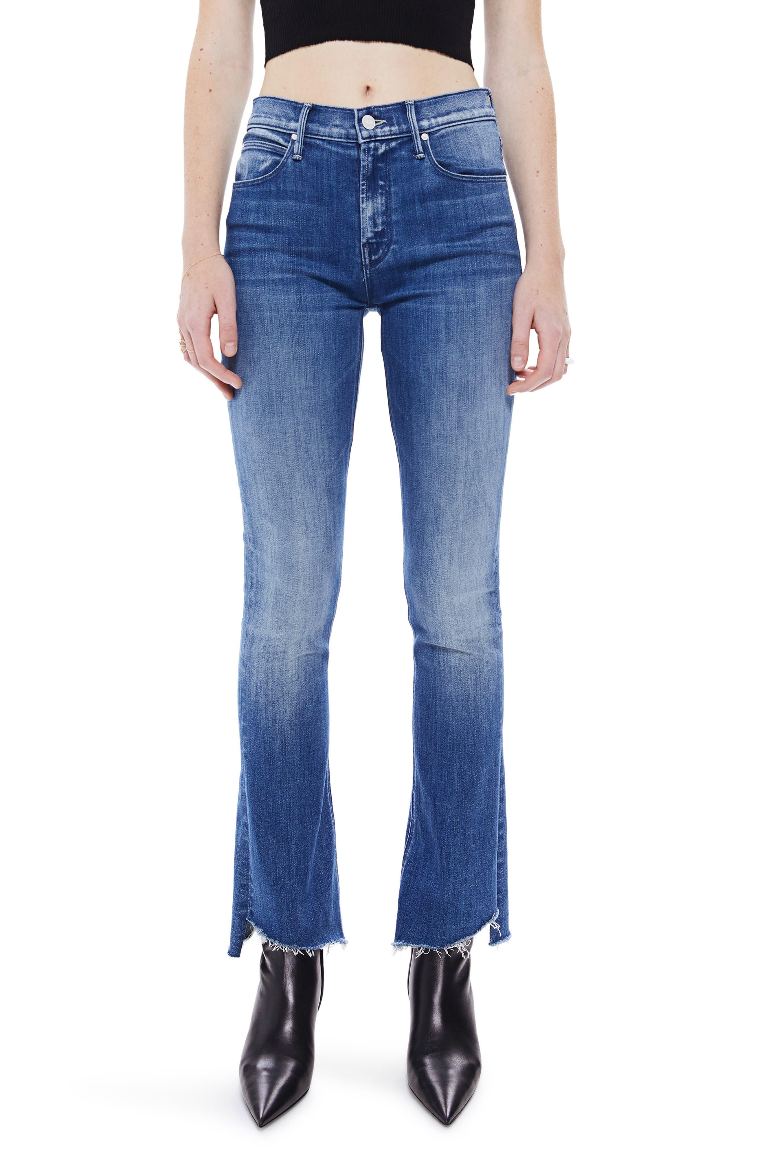 Mother The Runaway Step Fray Hem Bootcut Jeans in Blue Lyst