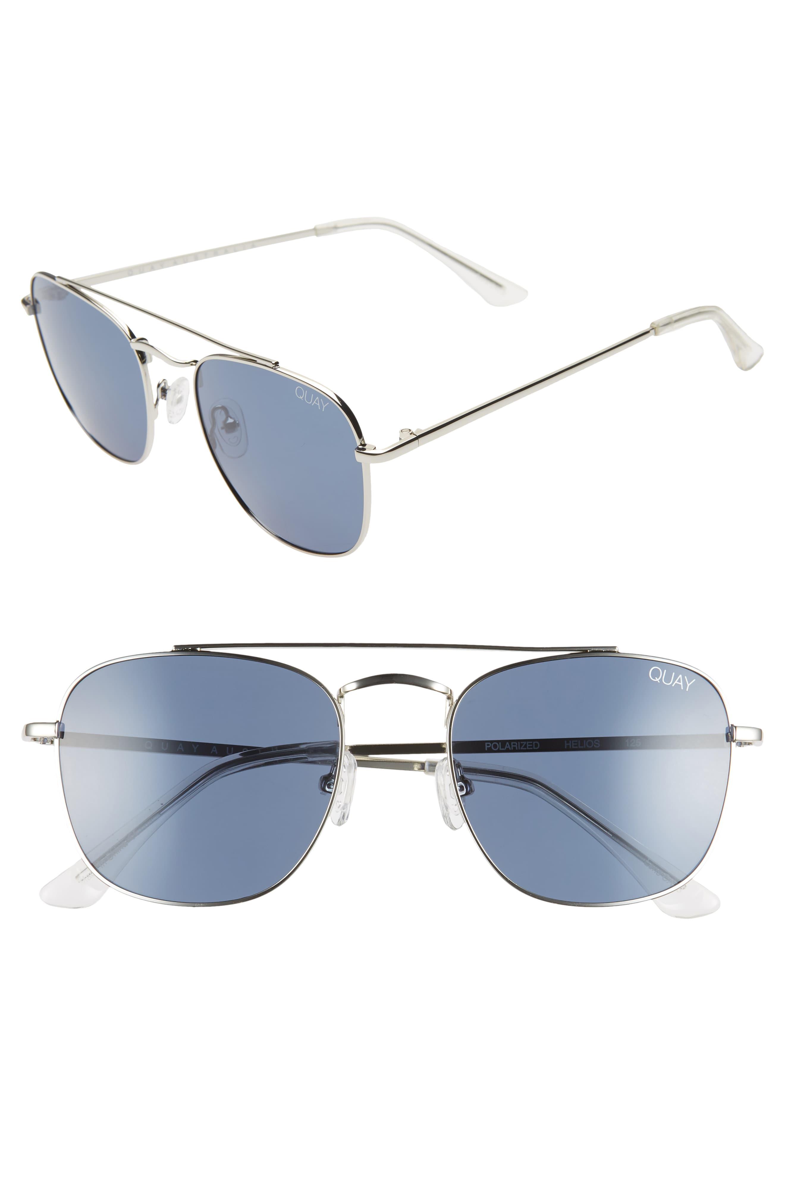 Quay Helios 54mm Polarized Navigator Sunglasses in Silver/Navy (Blue) for Men Lyst