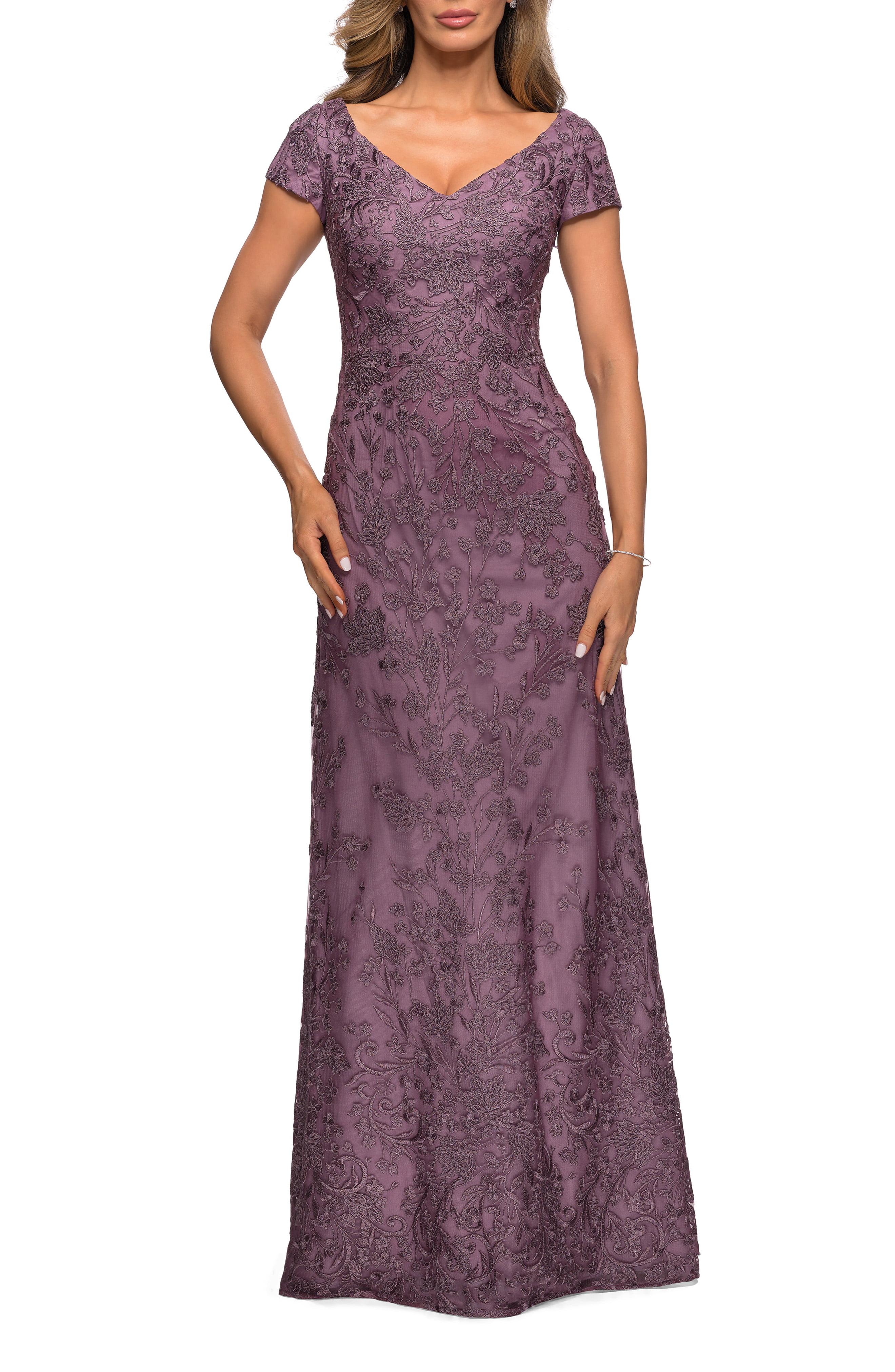 La Femme Embellished Lace Gown in Dusty Lilac (Purple) Lyst