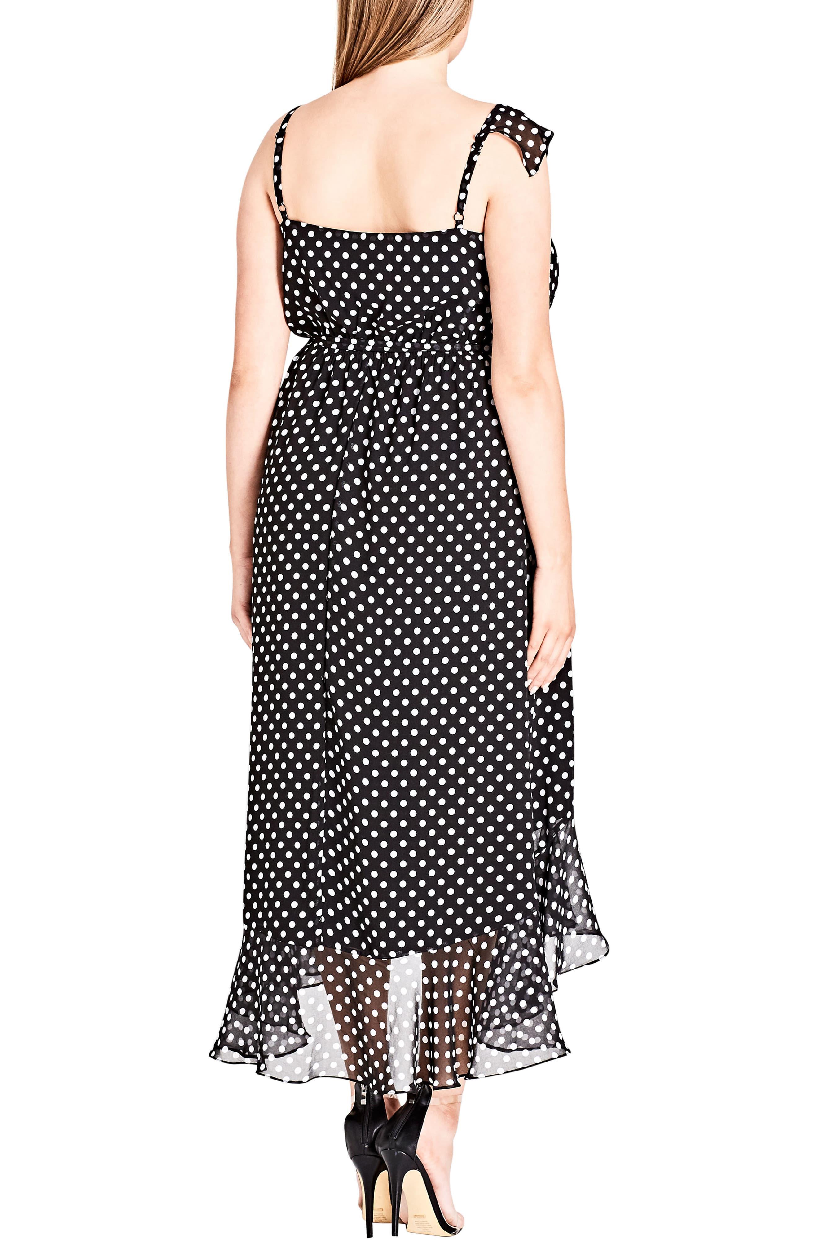 black and white spotted wrap dress