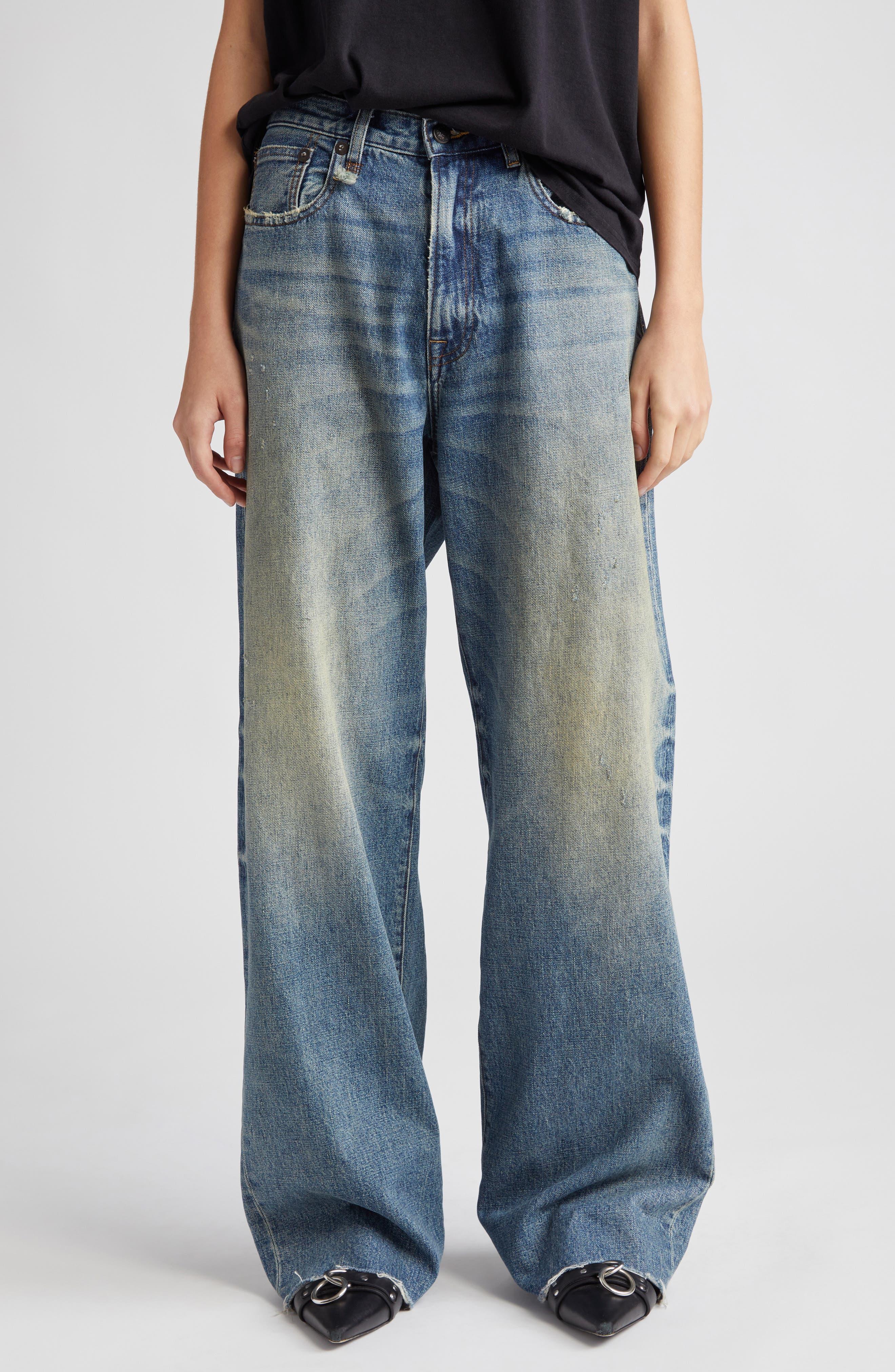 R13 D'arcy Distressed Loose Wide Leg Jeans in Blue | Lyst