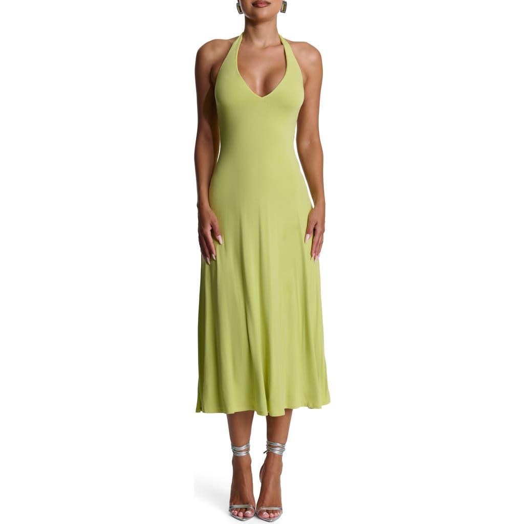 naked wardrobe green dress The Short-Sleeve Puff Midi Dress main image 1
