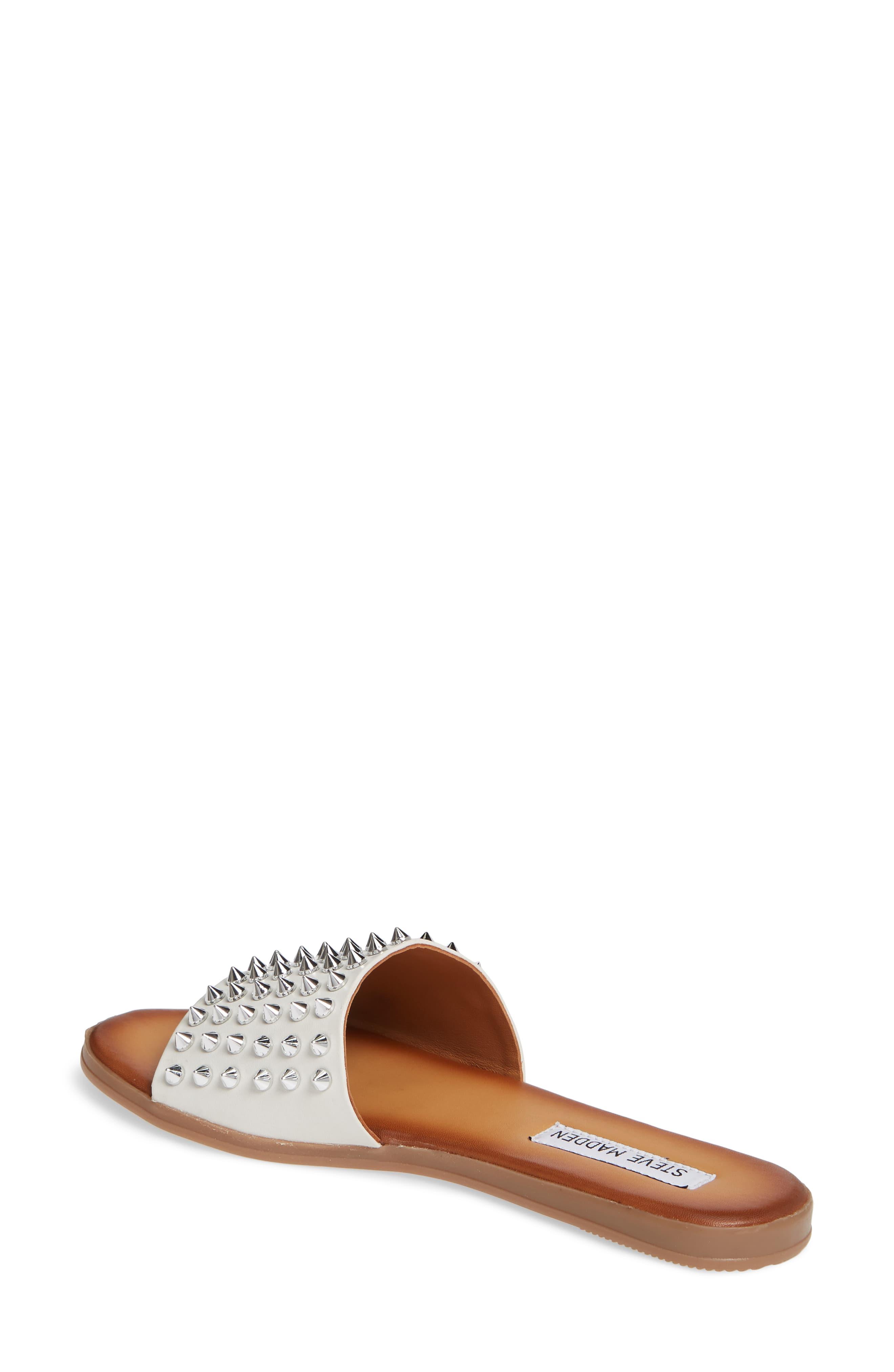 Farryn Studded Slides in White Leather 