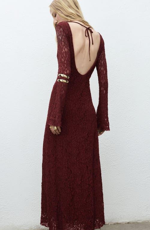 Mango Long Sleeve Lace Maxi Dress in Purple | Lyst
