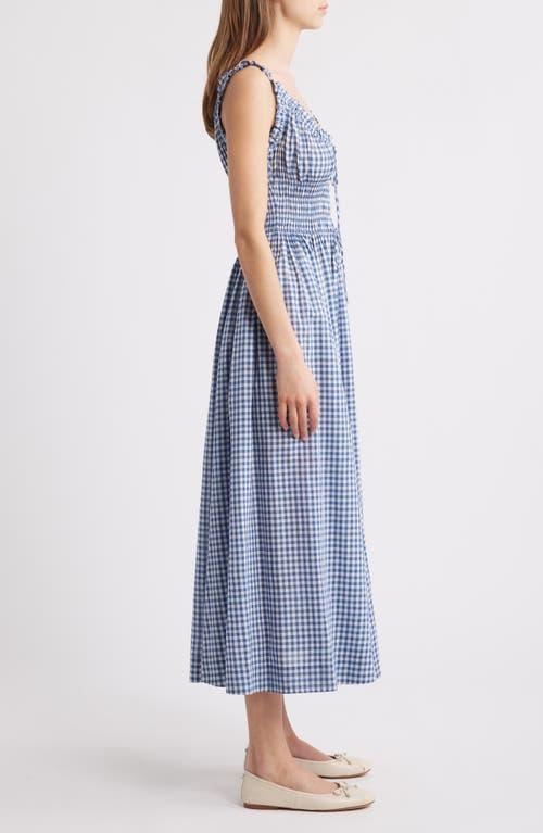 Doen Emmaretta Gingham Pleated Voile Maxi Dress in Blue | Lyst