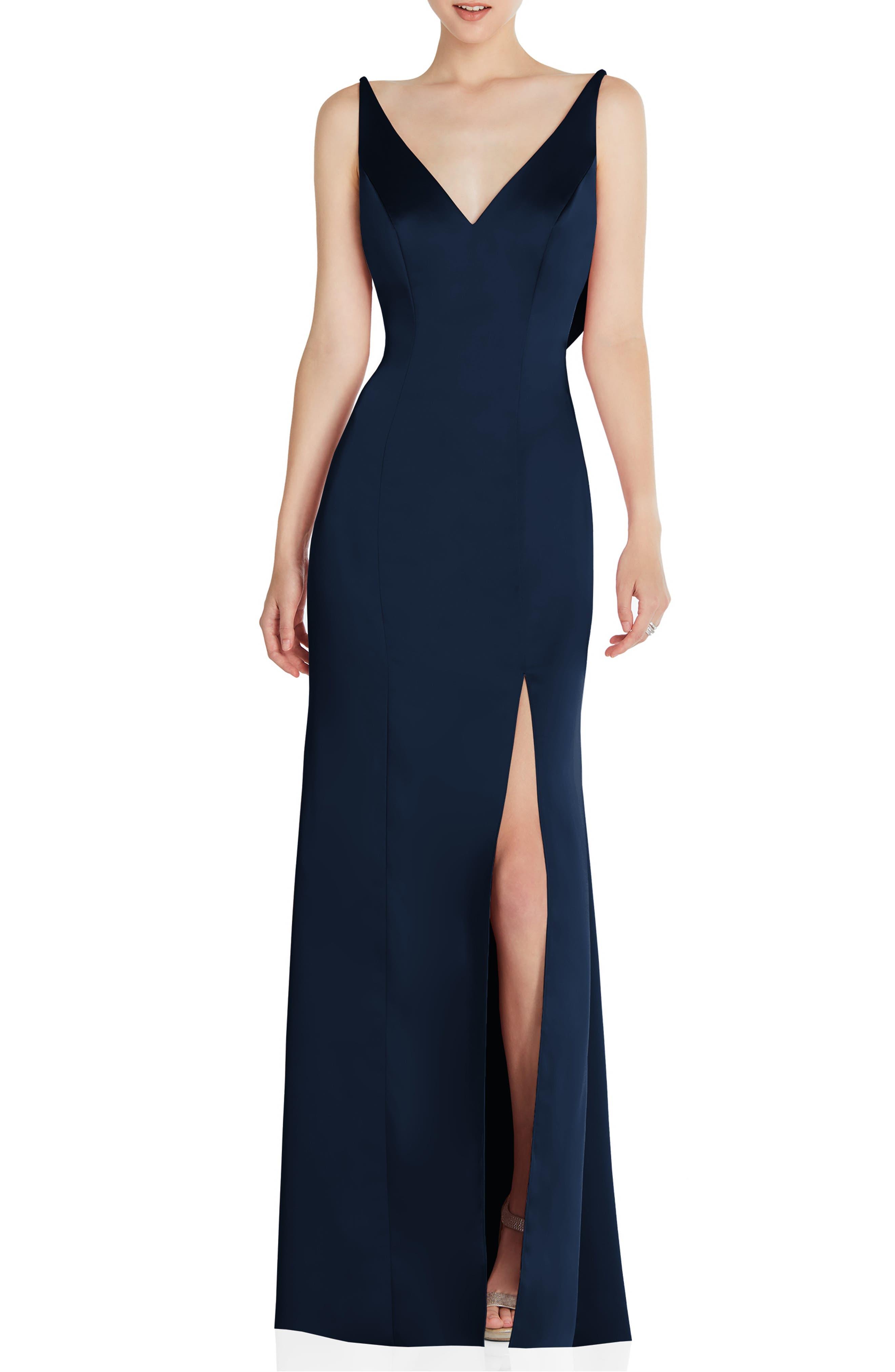 After Six Cowl Back Charmeuse Gown in Blue | Lyst