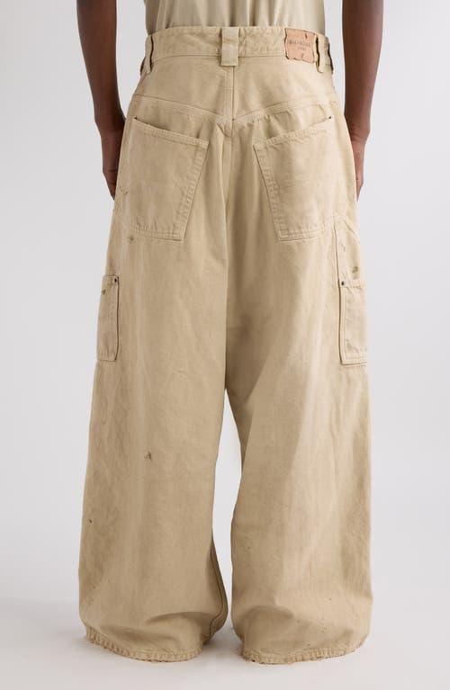 Balenciaga Ripped Off Baggy Carpenter Jeans in Natural for Men | Lyst