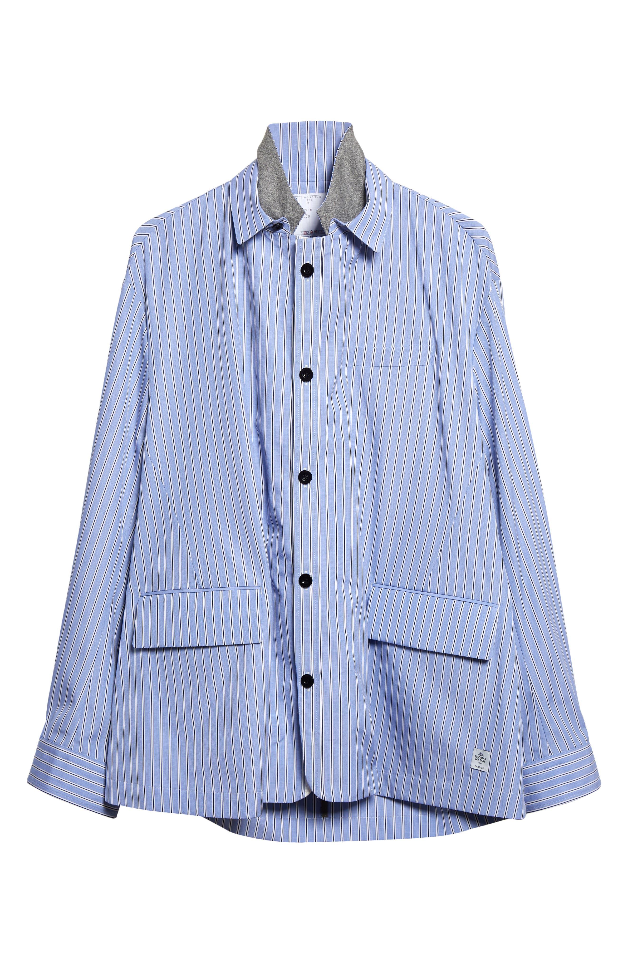 Sacai X Thomas Mason Stripe Cotton Poplin Shirt Jacket in Blue for 