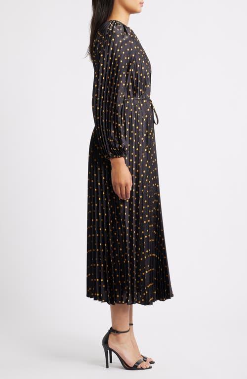 metallic polka dot dress 1990s Geoffrey Beene Black and Silver Metallic Polka Dot Dress 6-8