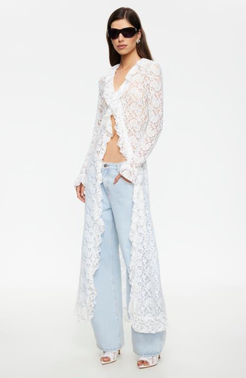 lioness white lace dress Lioness Stars Align Mini Dress With Polka Dot Print And Lace Trim - Cream  Polka