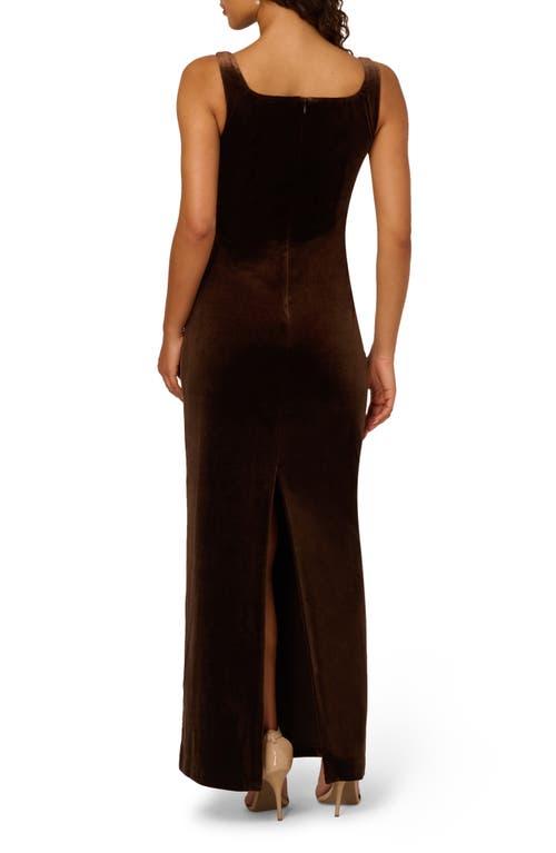 Adrianna Papell Beaded Sleeveless Velvet Gown in Brown | Lyst