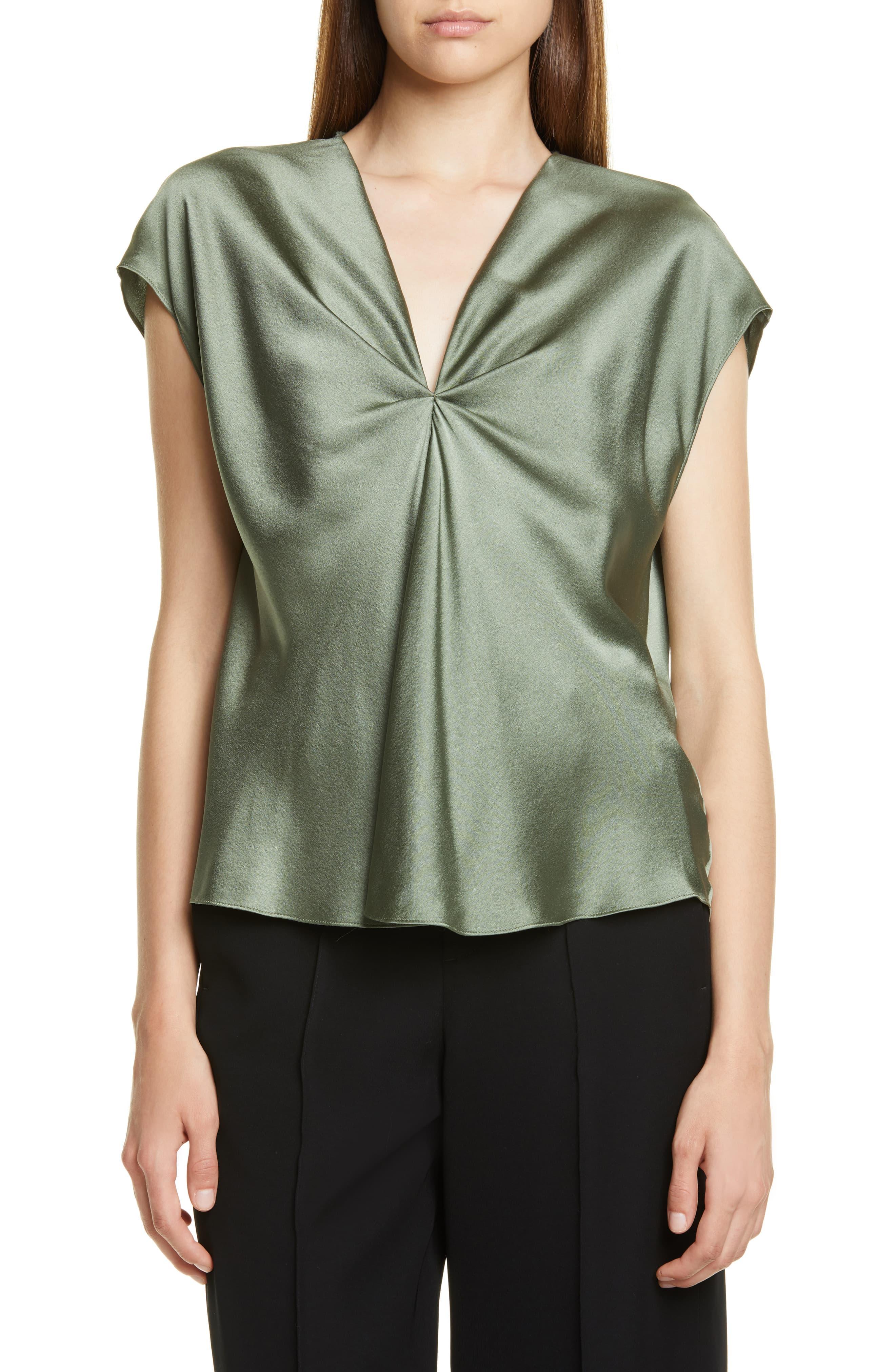 short sleeve satin top
