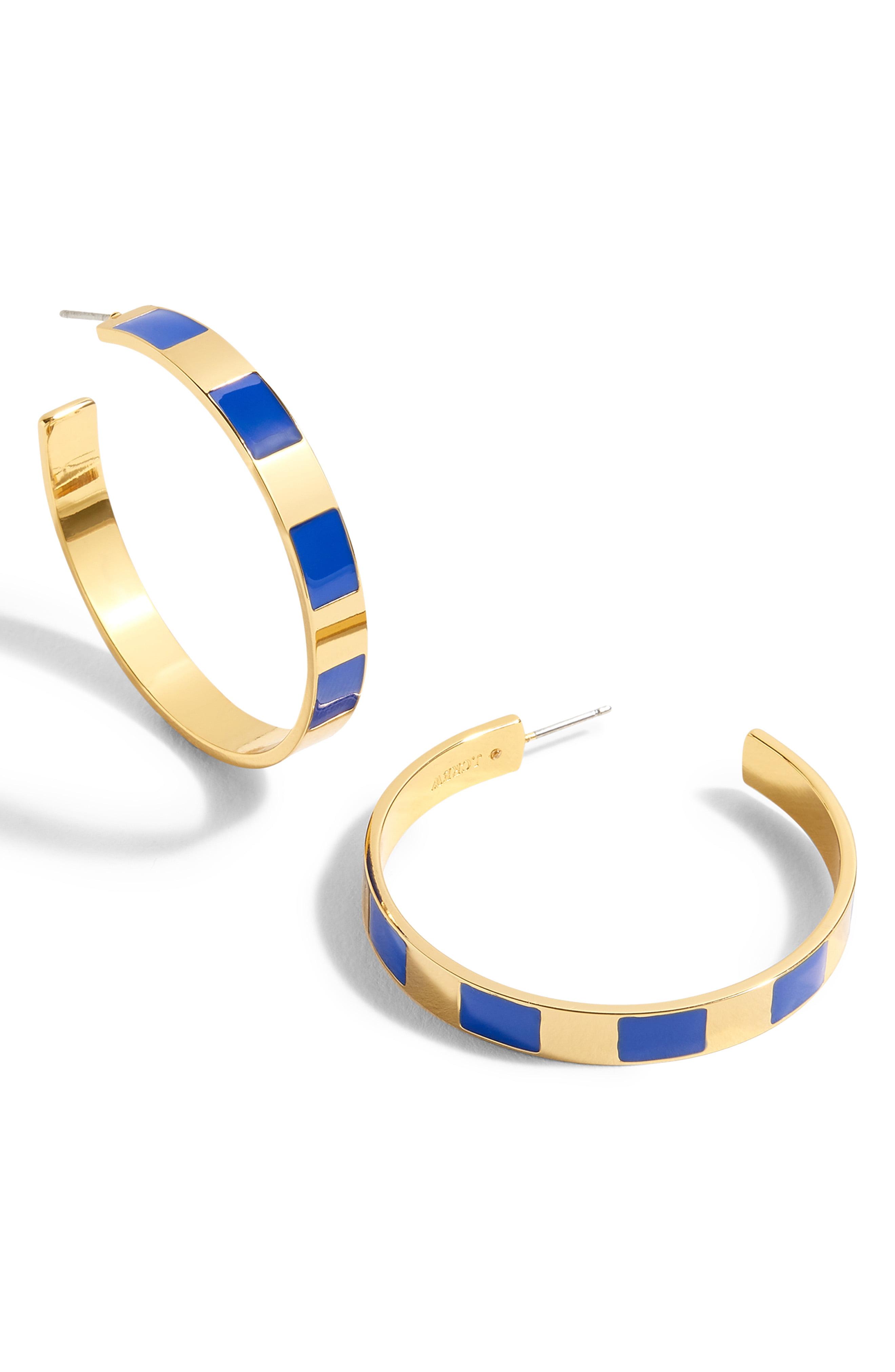 Lyst J.Crew Striped Enamel Hoop Earrings Save 31