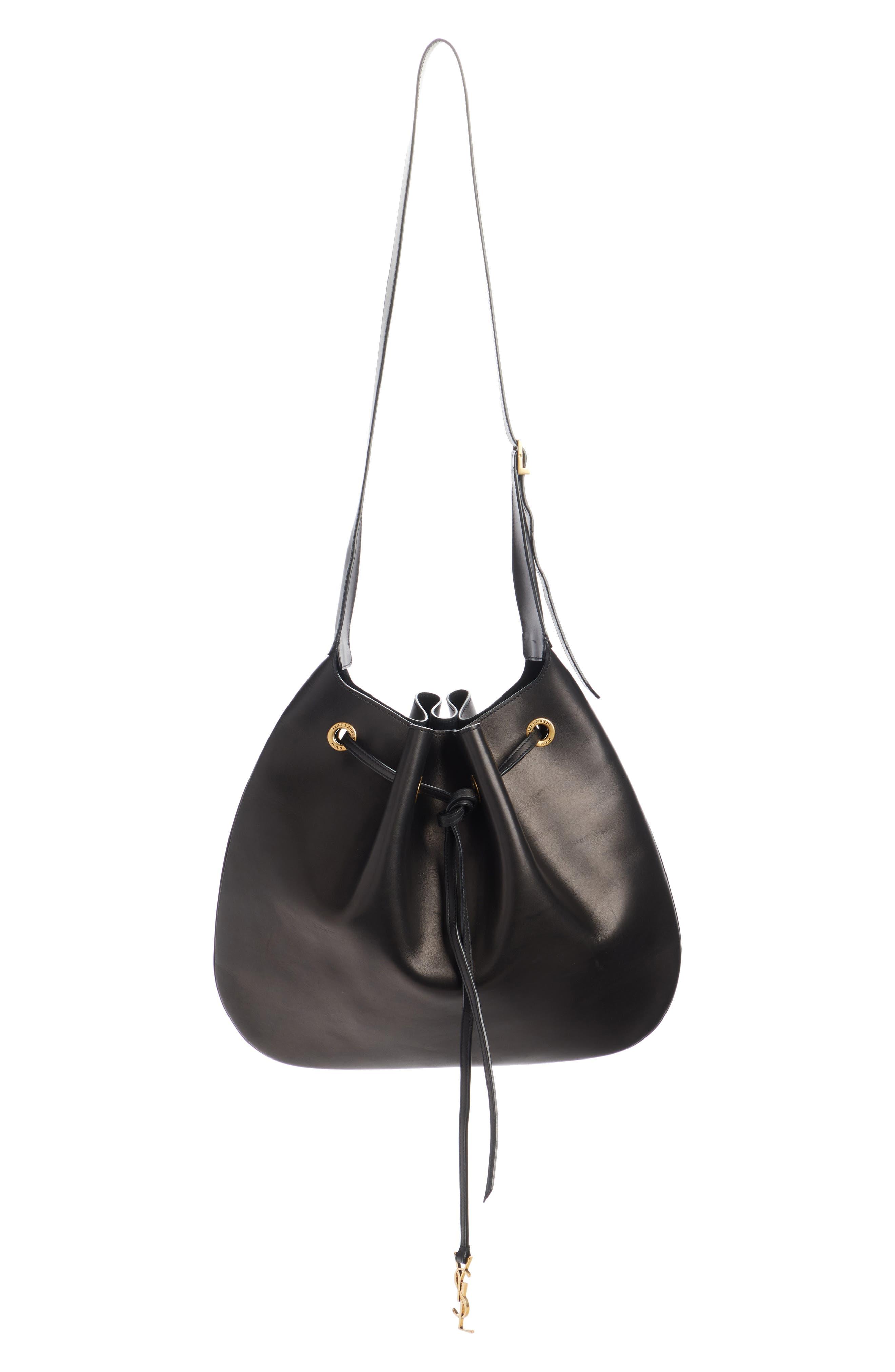 Saint Laurent Paris Vii Flat Leather Hobo Bag in Black | Lyst