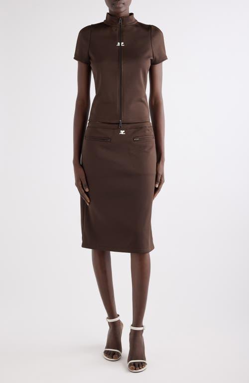 スカート Courreges Brown Wool Midi Skirt With Zip スカート Courreges Brown Wool Midi Skirt With Zip Courrèges