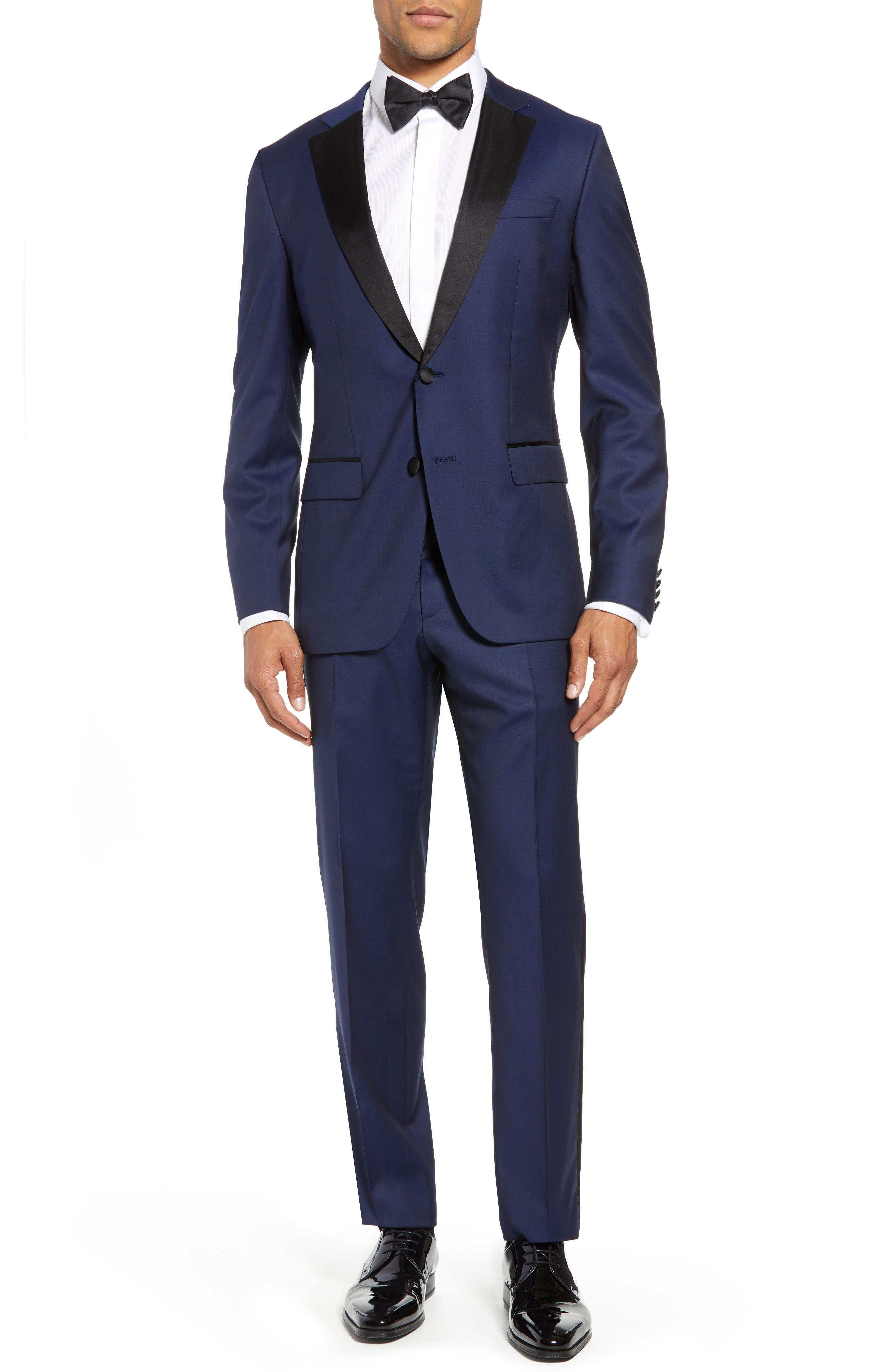 BOSS by HUGO BOSS Slim-fit Tuxedo In Virgin Wool With Silk Trims- Dark Blue  Men's Business Suits Size 44r for Men | Lyst
