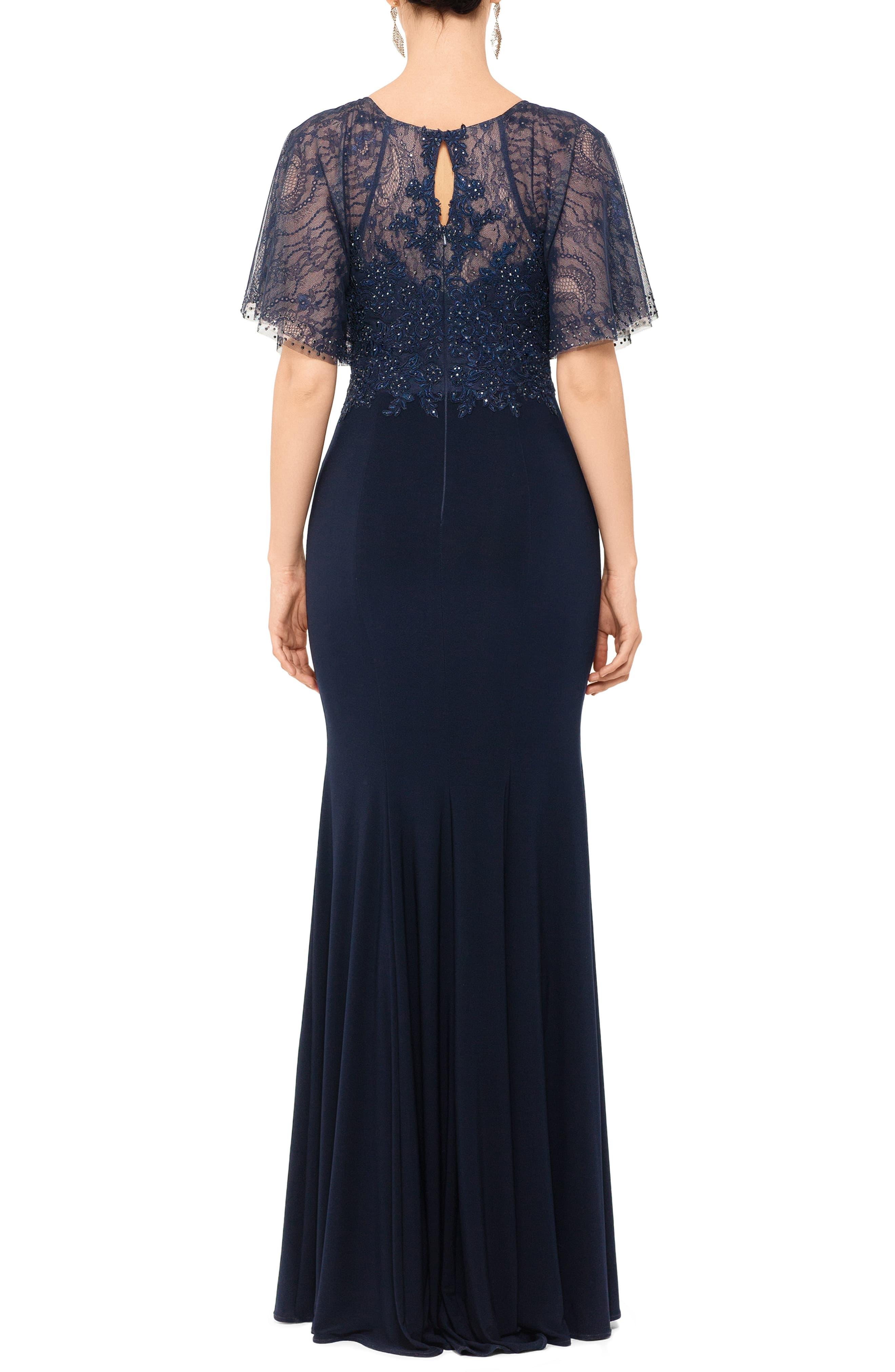 xscape embroidered lace ballgown